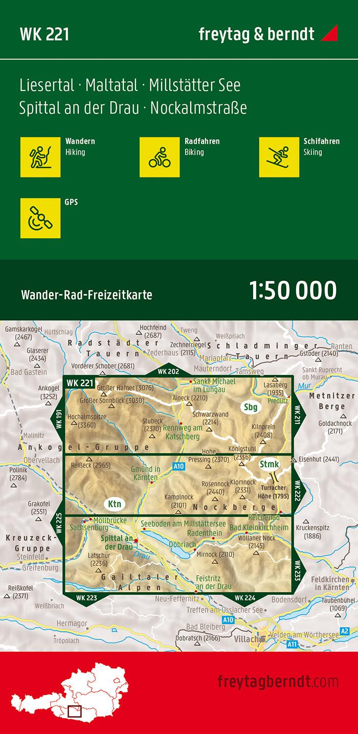 Rückseitencover Liesertal, Maltatal, Millstätter See, Spittal an der  Drau, Nockalmstrasse 1 : 50 000