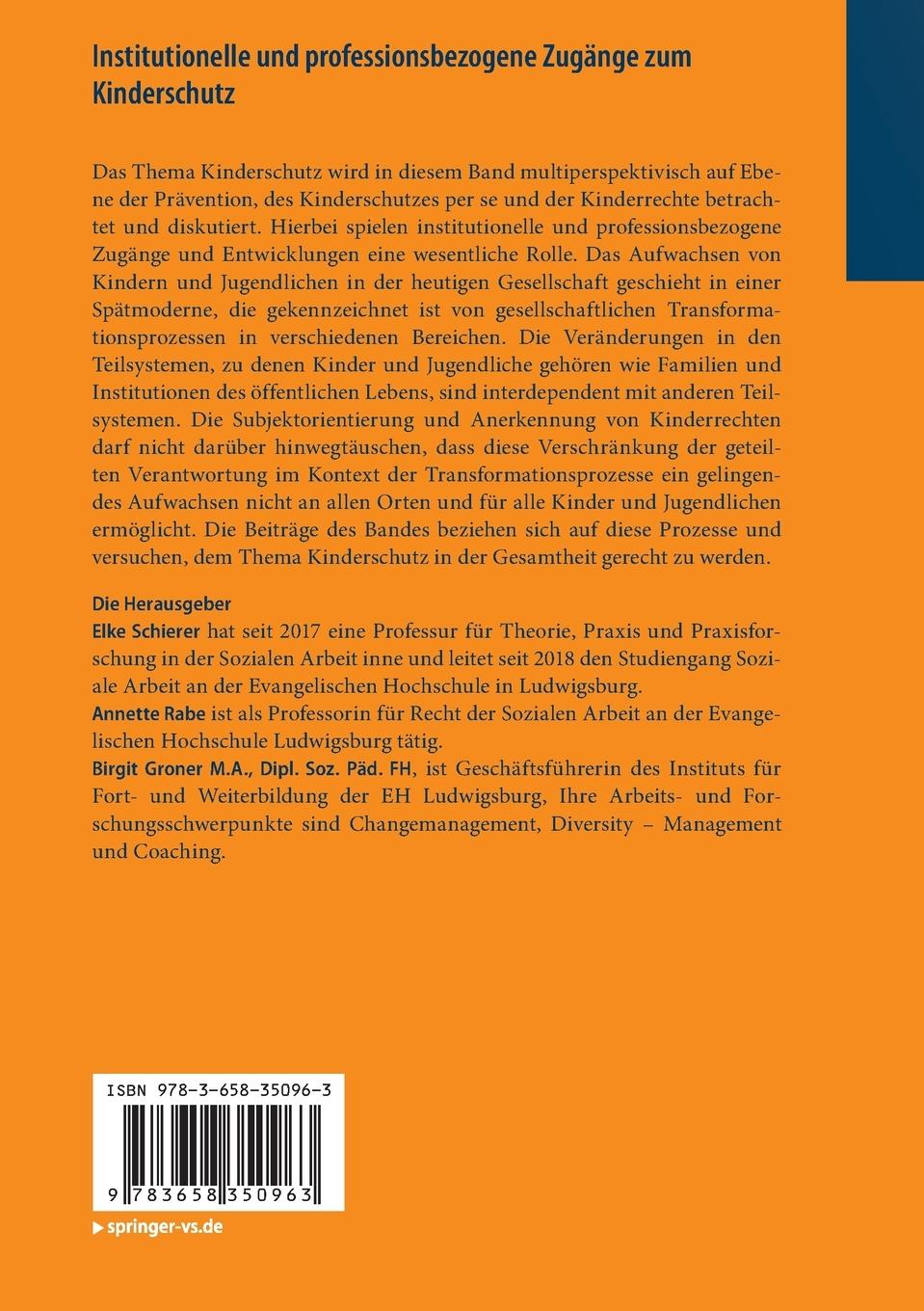 Rückseitencover Institutionelle und professionsbezogene Zugänge zum Kinderschutz