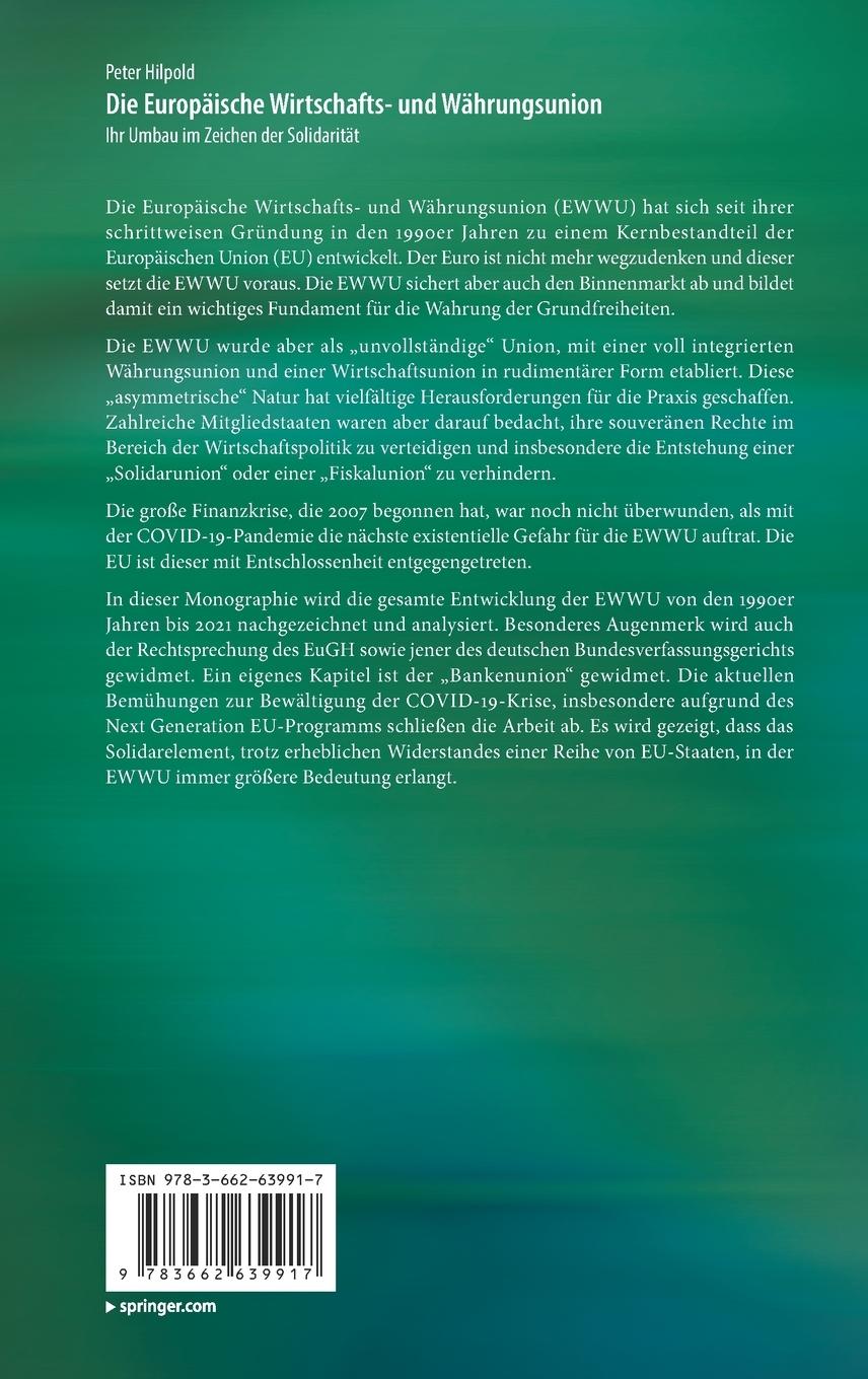 Rückseitencover Die Europäische Wirtschafts- und Währungsunion