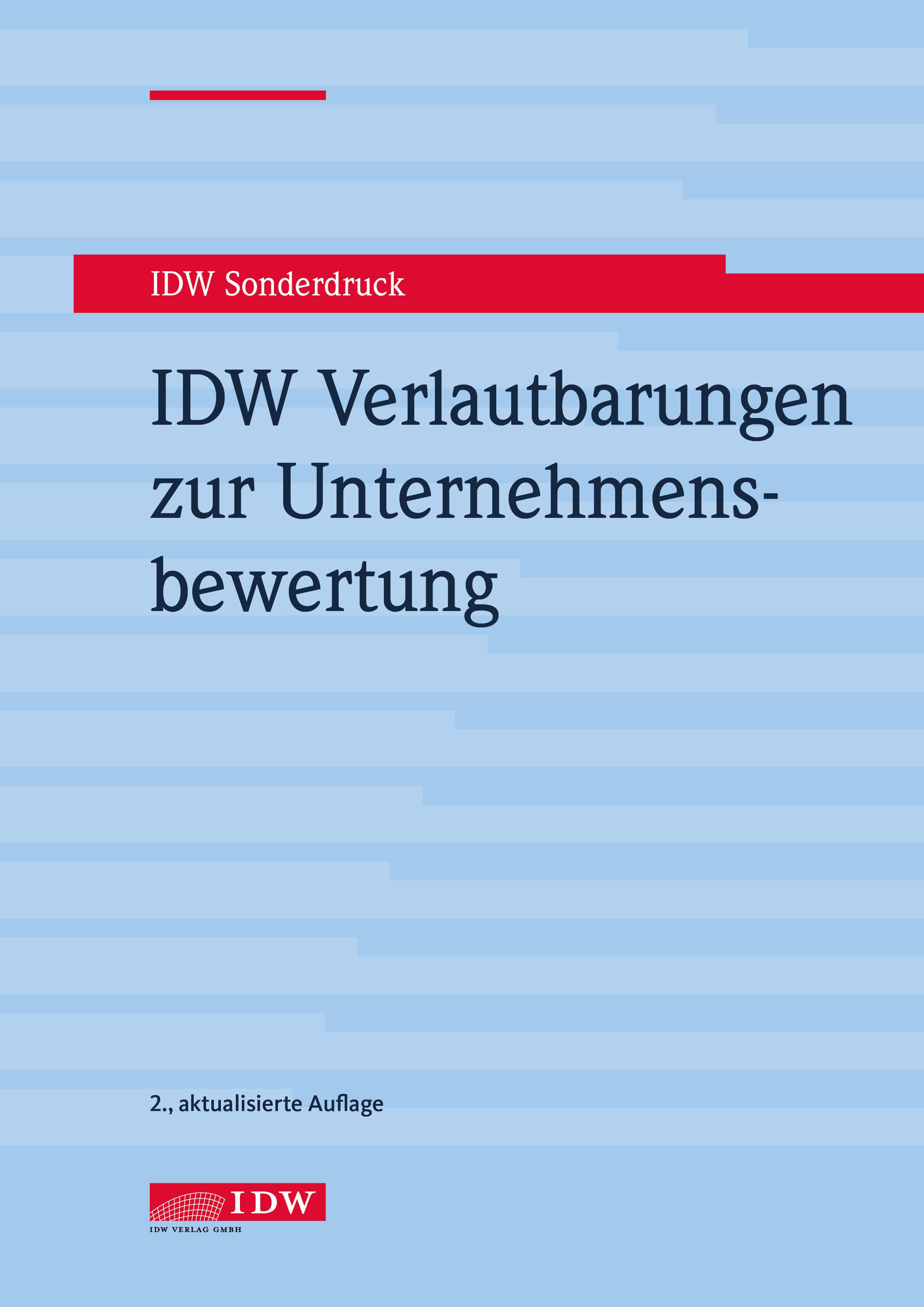Vorderes Coverbild IDW Verlautbarungen zur Unternehmensbewertung