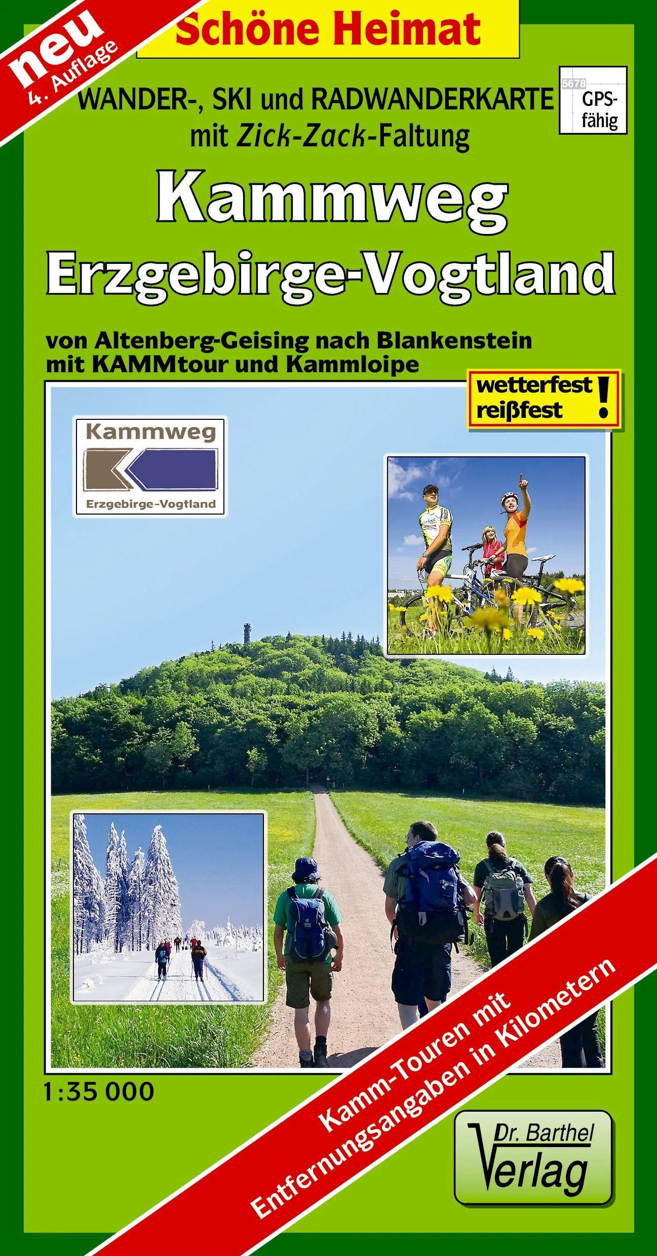 Vorderes Coverbild Wander-, Ski- und Radwanderkarte Kammweg Erzgebirge-Vogtland 1:35 000