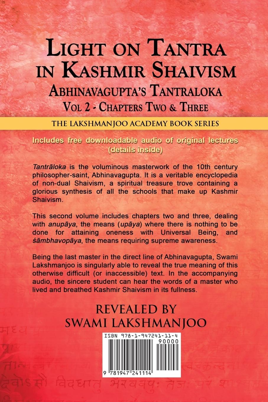 Rückseitencover Light on Tantra in Kashmir Shaivism - Volume 2