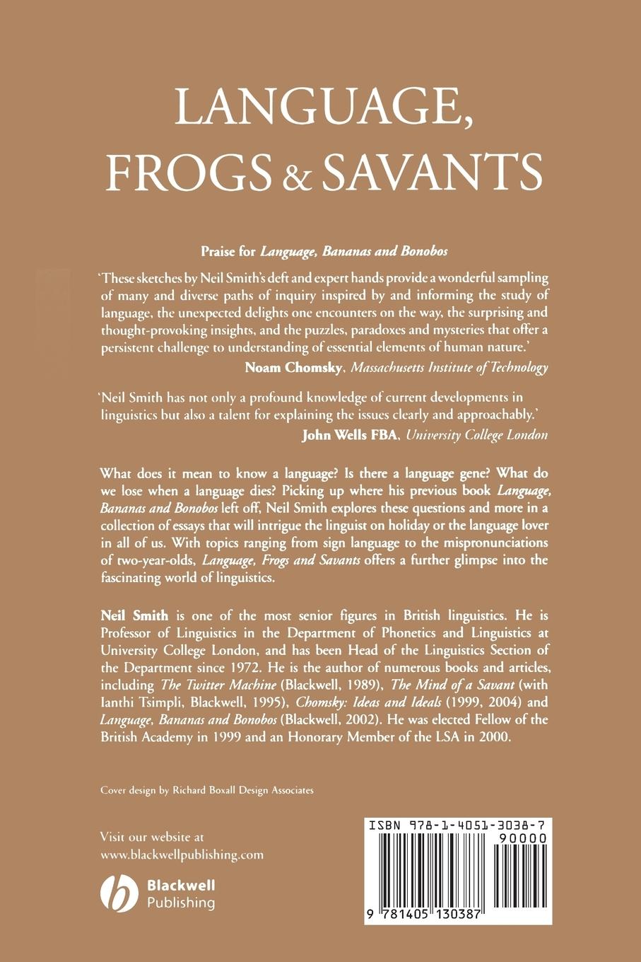 Rückseitencover Language, Frogs and Savants