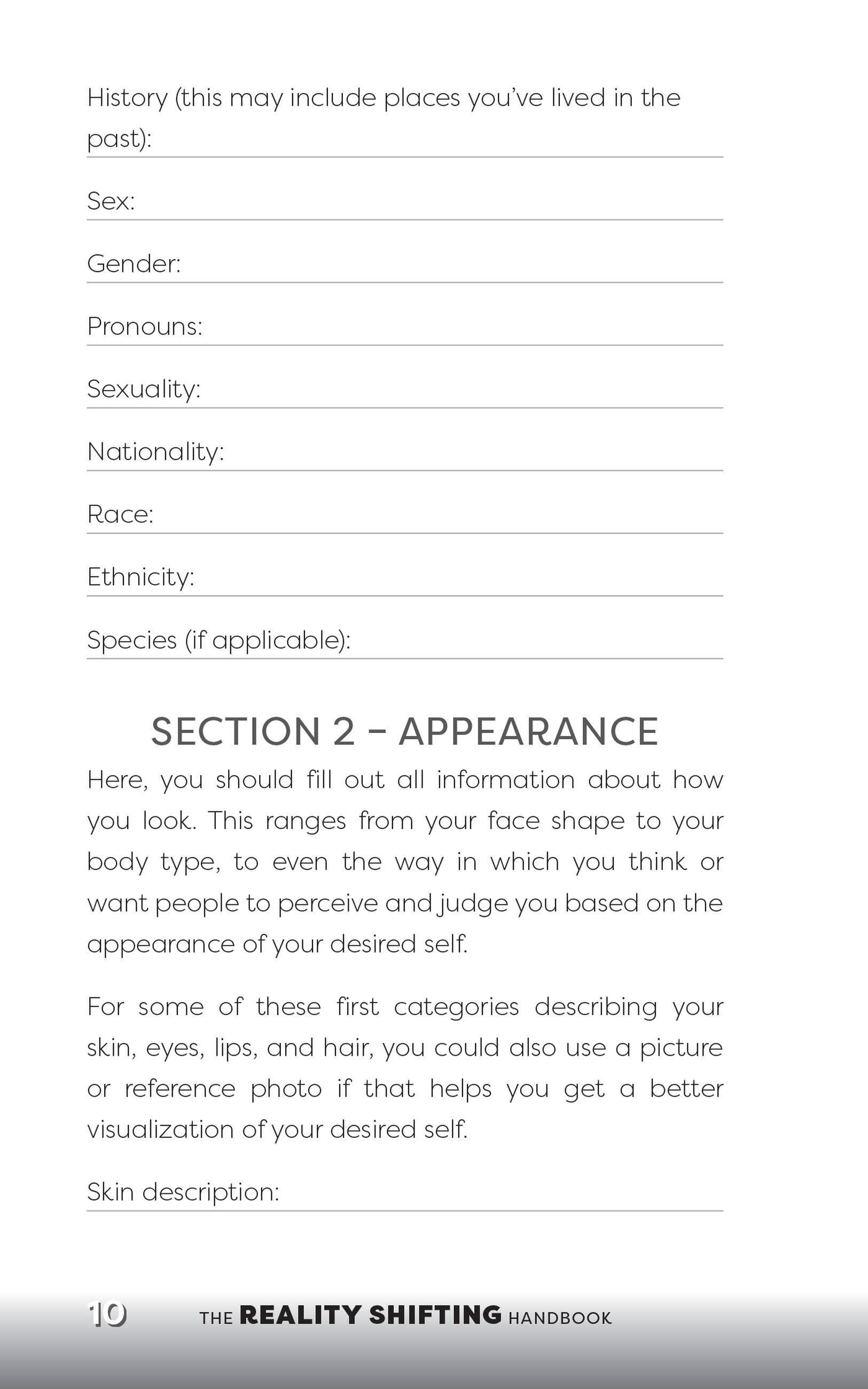 Beispielinhalt (Bild) The Reality Shifting Handbook