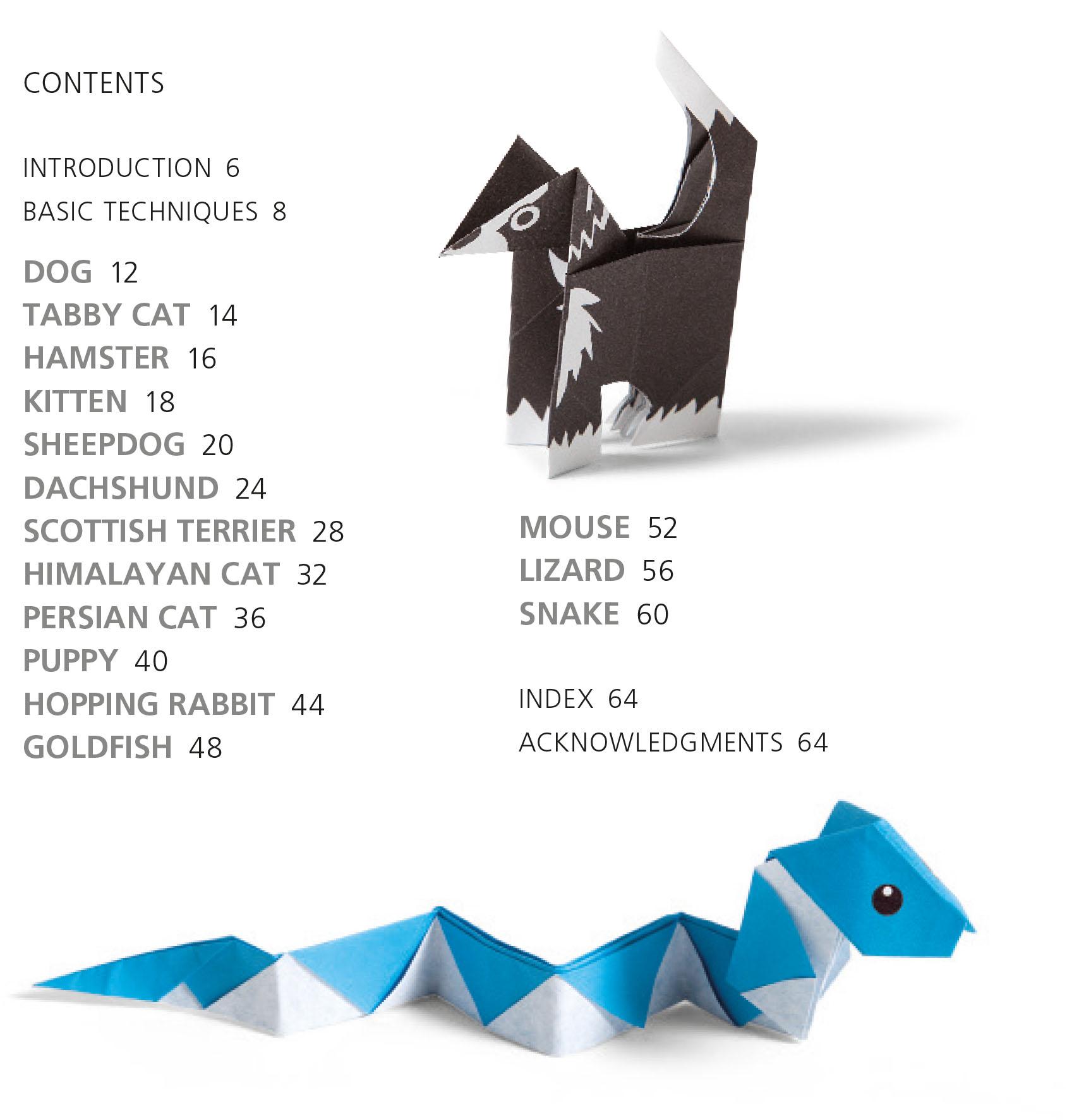 Beispielinhalt (Bild) Origami Pets: Paper Block Plus 64-Page Book