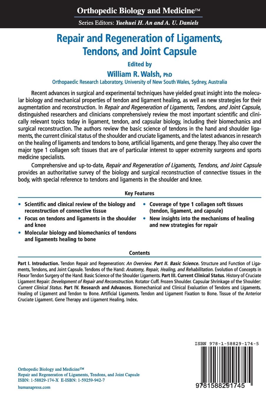 Rückseitencover Repair and Regeneration of Ligaments, Tendons, and Joint Capsule