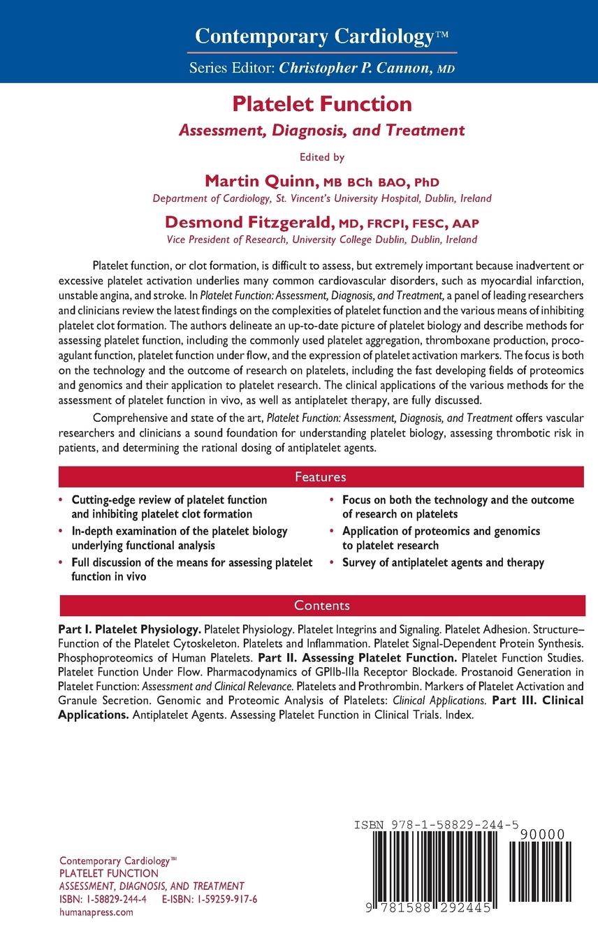 Rückseitencover Platelet Function