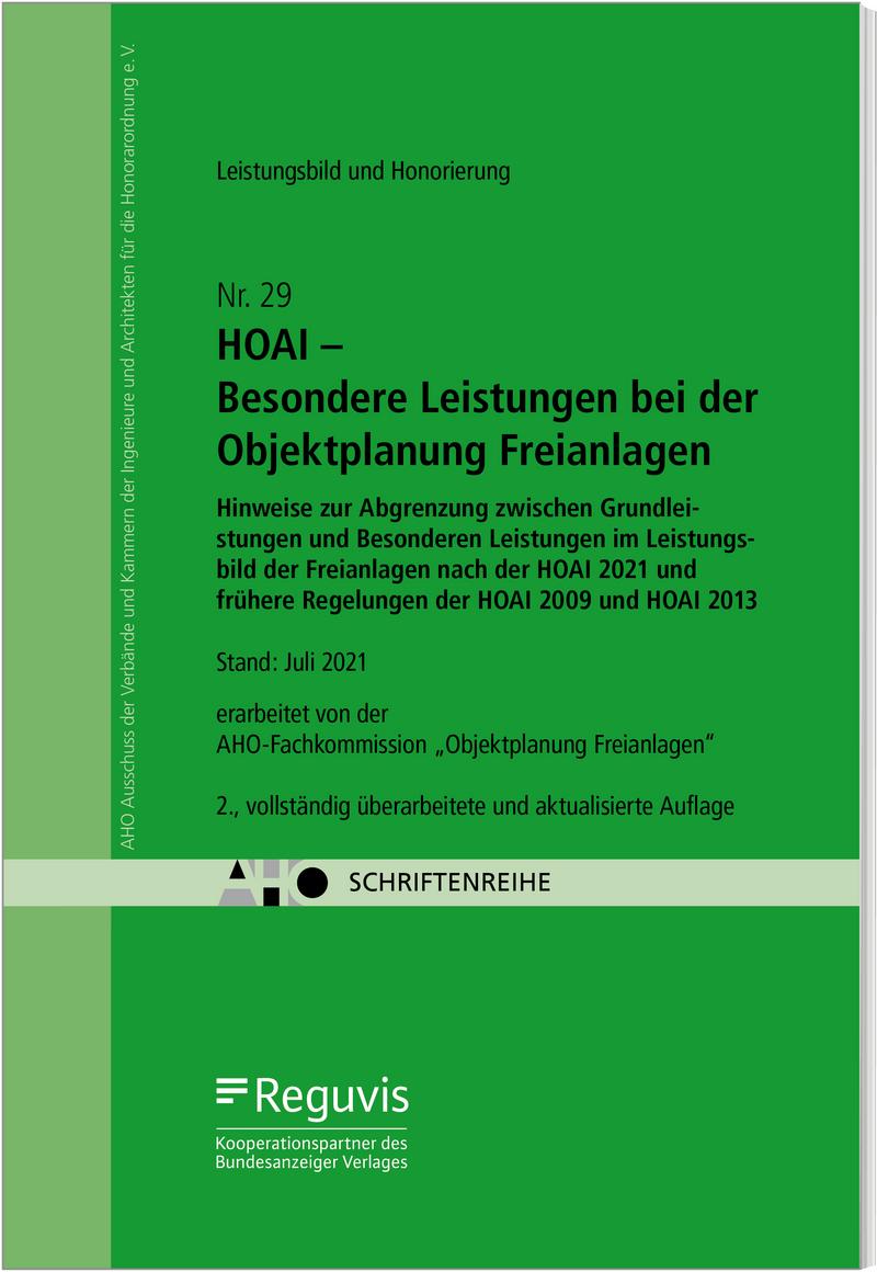 Vorderes Coverbild HOAI - Besondere Leistungen bei der Objektplanung Freianlagen