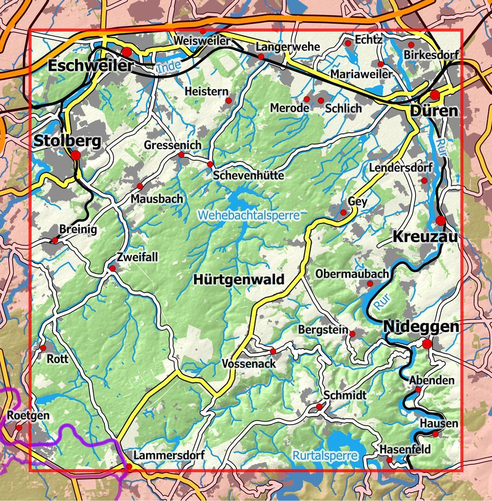 Beispielinhalt (Bild) Eifelwandern 1 - Hohes Venn, Hürtgenwald, Rurtal 1 : 25 000