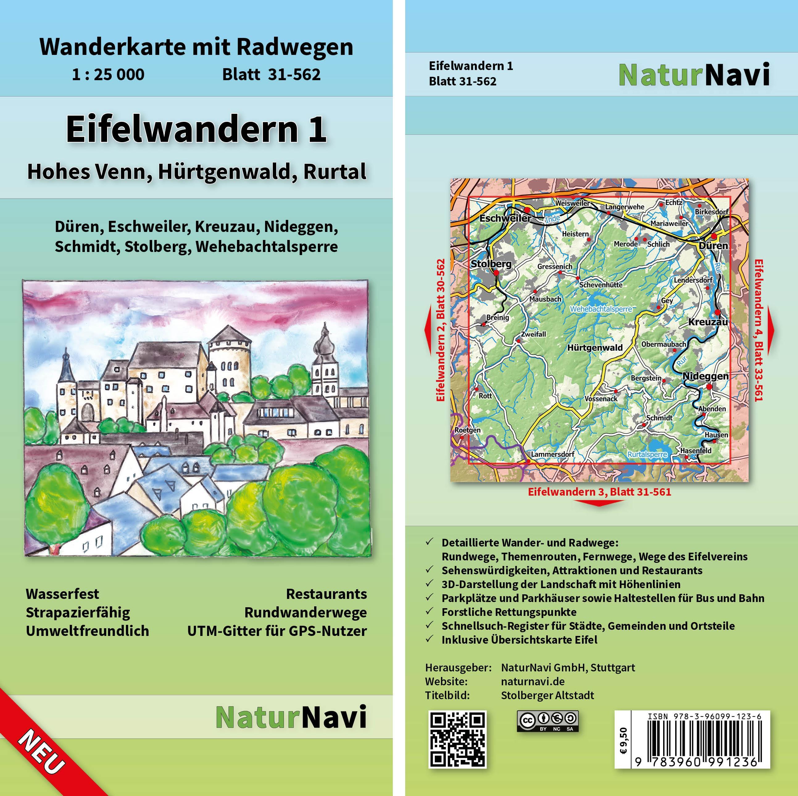 Vorderes Coverbild Eifelwandern 1 - Hohes Venn, Hürtgenwald, Rurtal 1 : 25 000