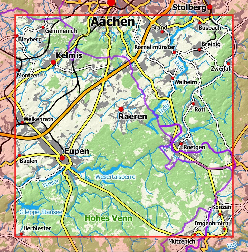 Beispielinhalt (Bild) Eifelwandern 2 - Belgisches Hohes Venn, Eupen 1 : 25 000