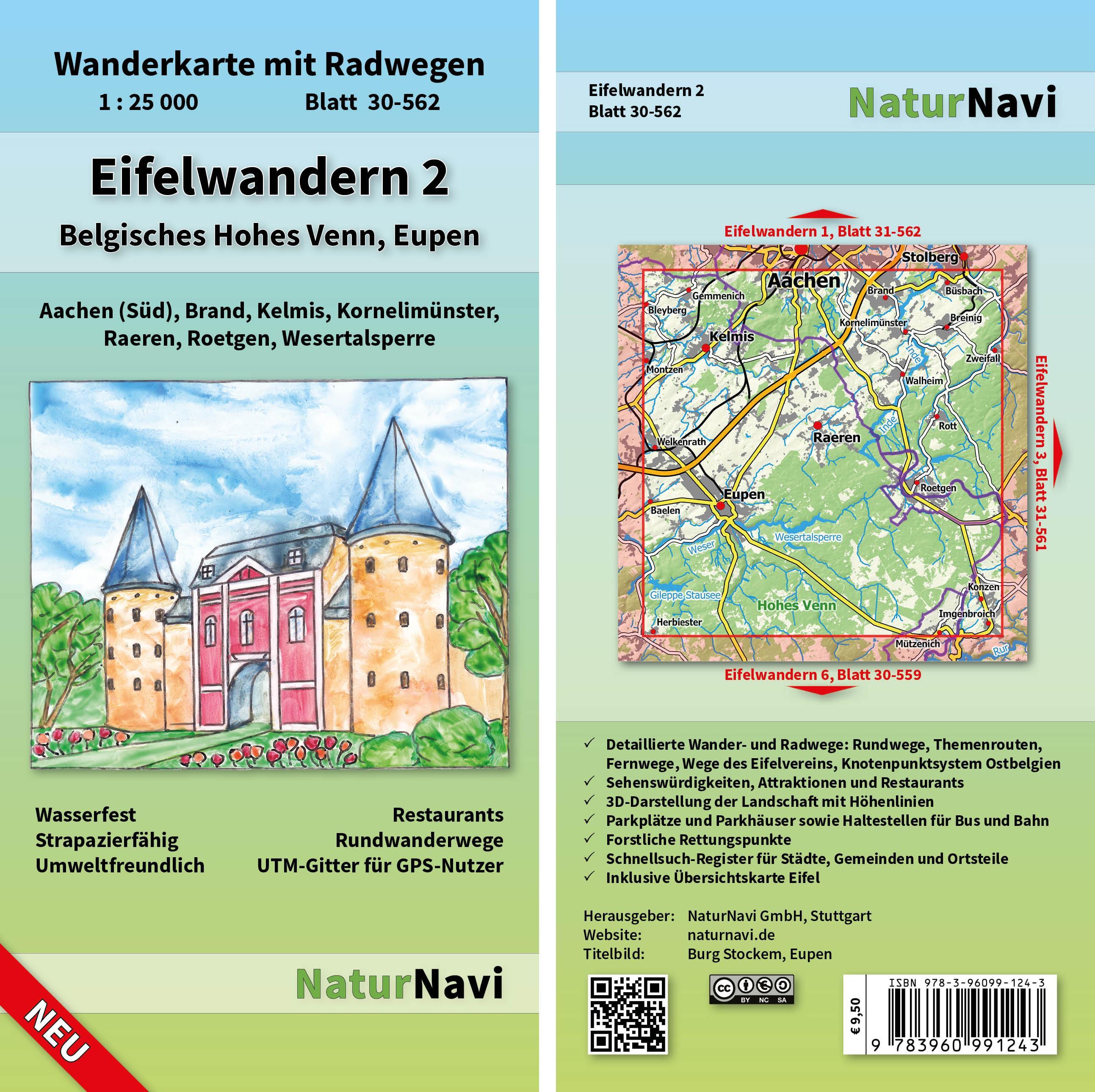 Vorderes Coverbild Eifelwandern 2 - Belgisches Hohes Venn, Eupen 1 : 25 000
