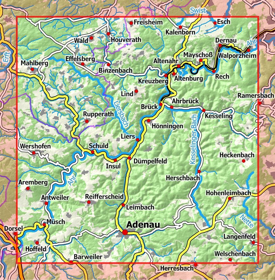 Beispielinhalt (Bild) Eifelwandern 9 - Hohe Eifel (Nord), Ahrgebirge 1 : 25 000