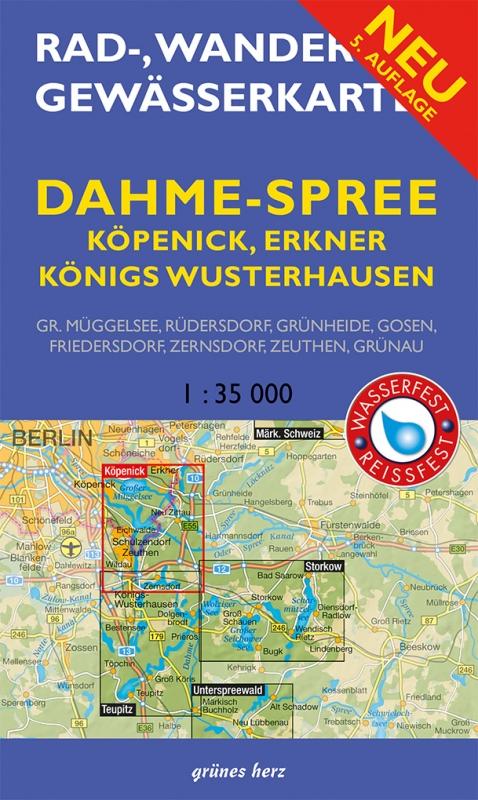 Vorderes Coverbild Rad-, Wander- und Gewässerkarte Dahme-Spree: Köpenick, Erkner, Königs Wusterhausen 1:35.000