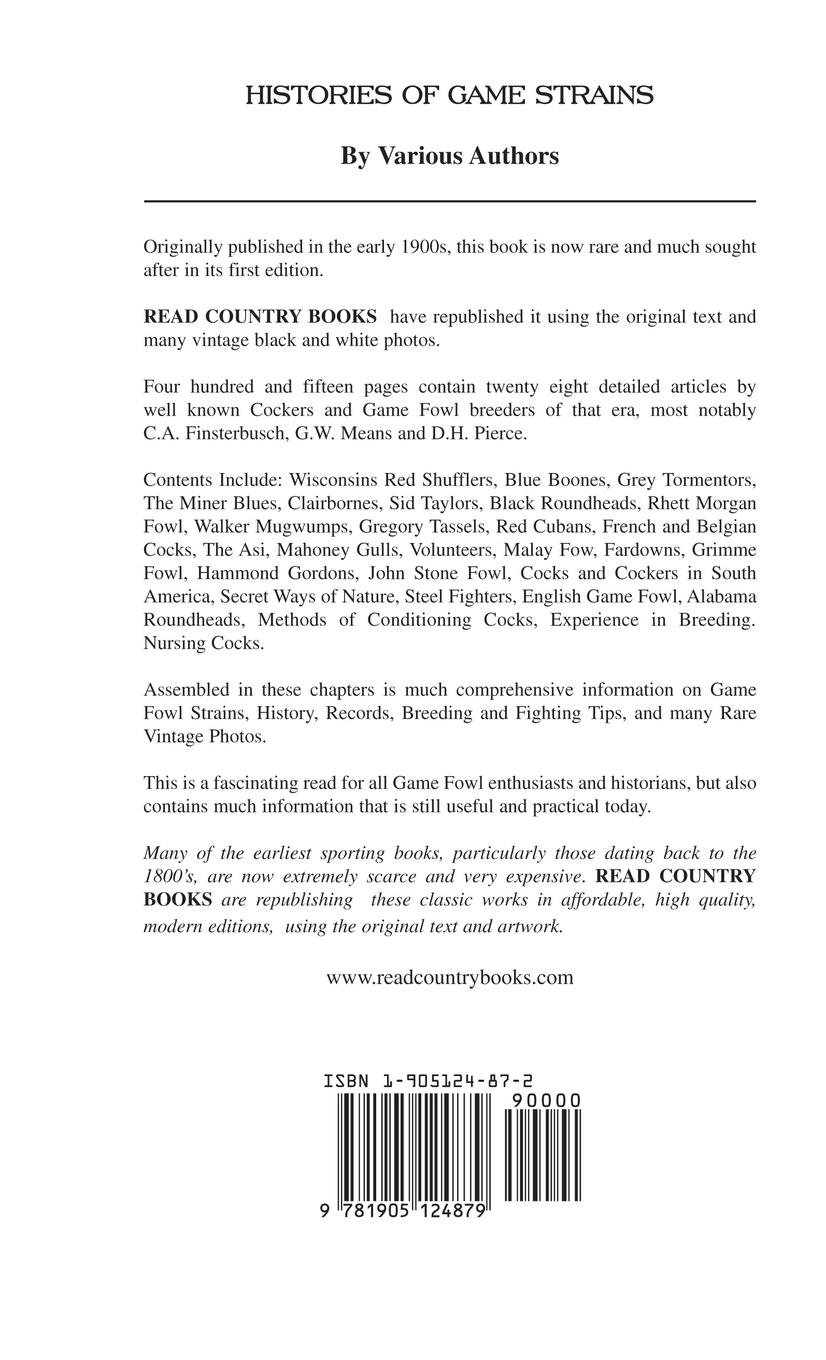 Rückseitencover Histories of Game Strains (History of Cockfighting Series)