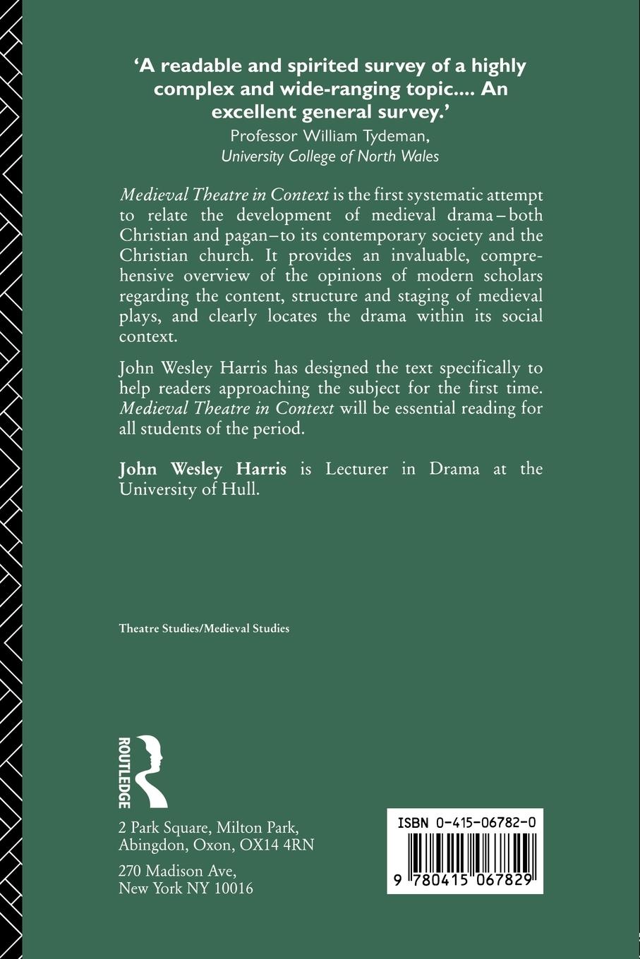 Rückseitencover Medieval Theatre in Context