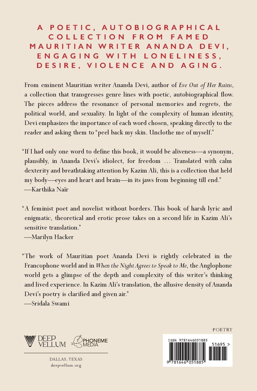 Rückseitencover When the Night Agrees to Speak to Me