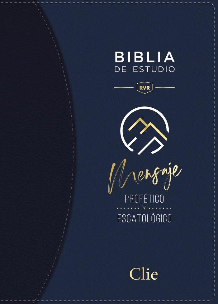 Vorderes Coverbild Rvr, Biblia de Estudio del Mensaje Profético Y Escatológico, Leathersoft, Azul, Interior a DOS Colores, Con Índice