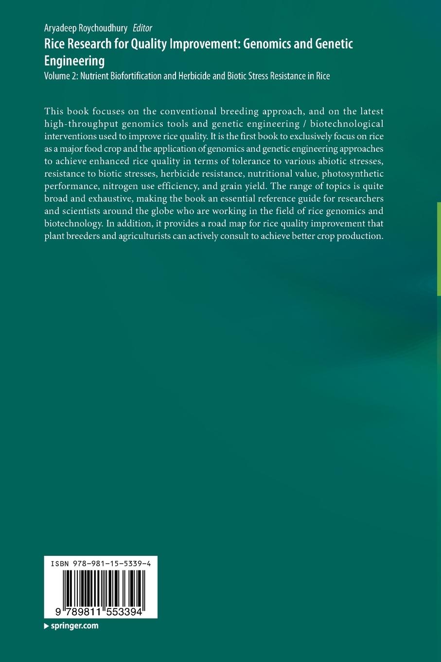 Rückseitencover Rice Research for Quality Improvement: Genomics and Genetic Engineering