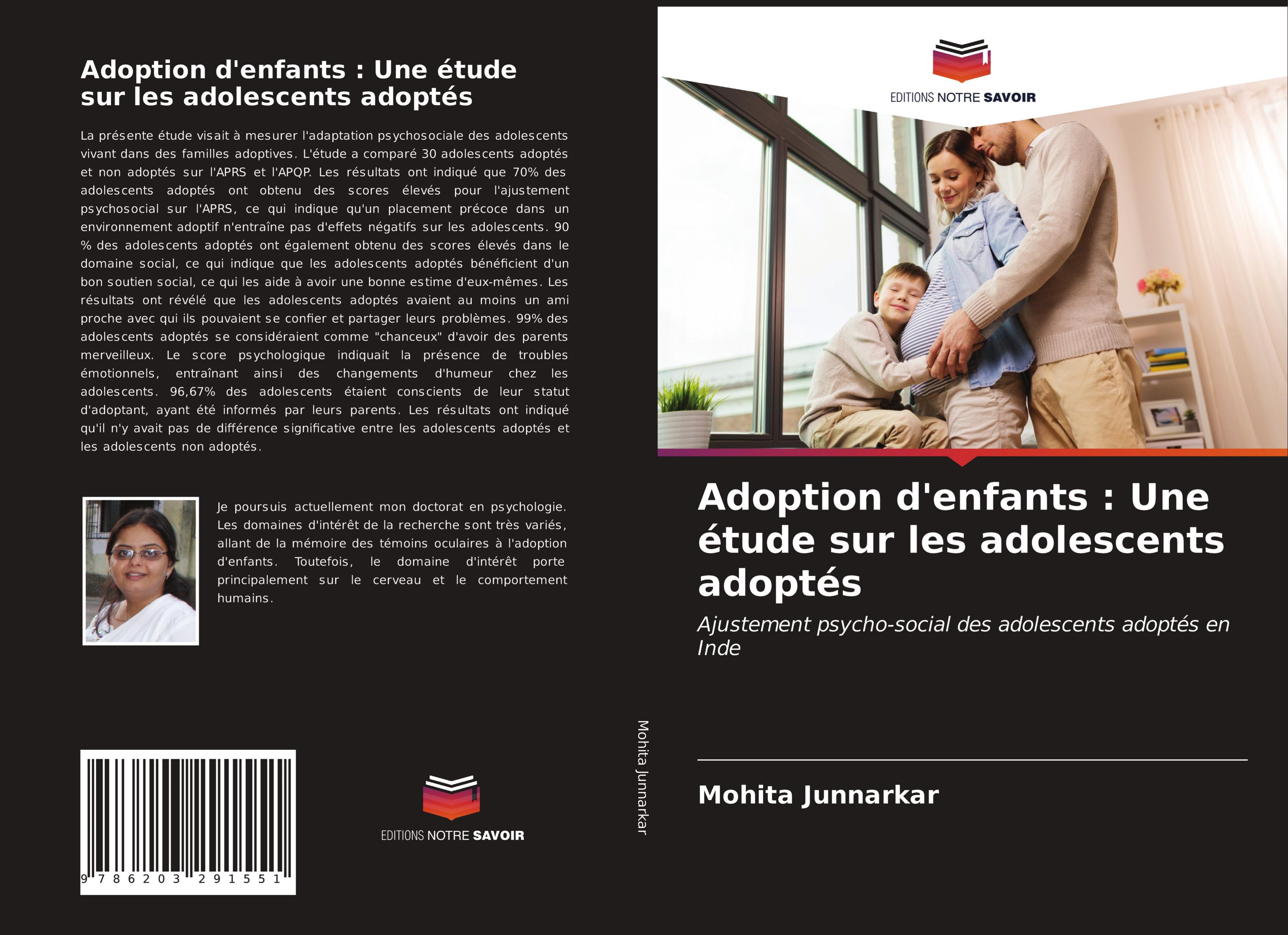 Vorderes Coverbild Adoption d'enfants : Une étude sur les adolescents adoptés