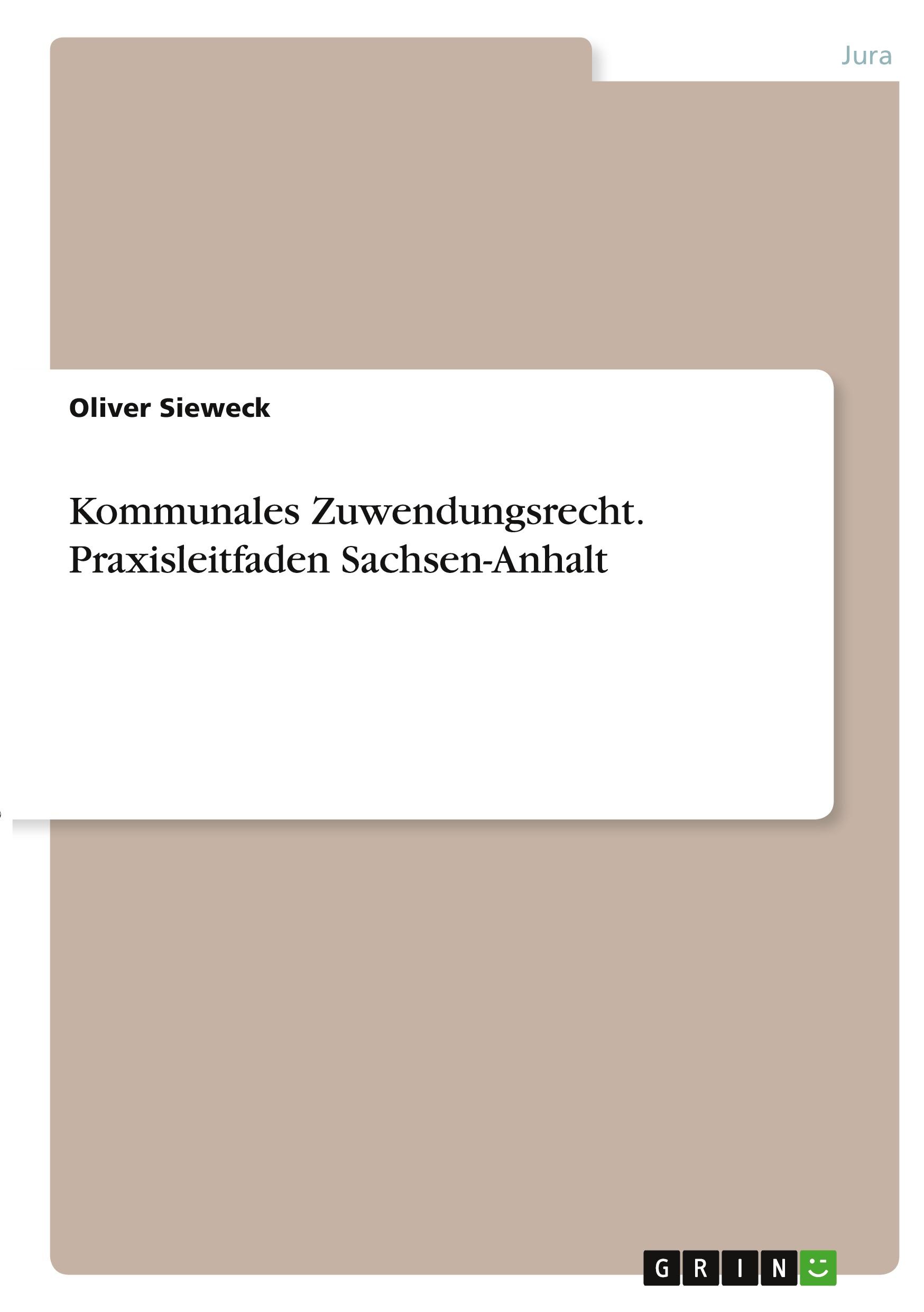 Vorderes Coverbild Kommunales Zuwendungsrecht. Praxisleitfaden Sachsen-Anhalt