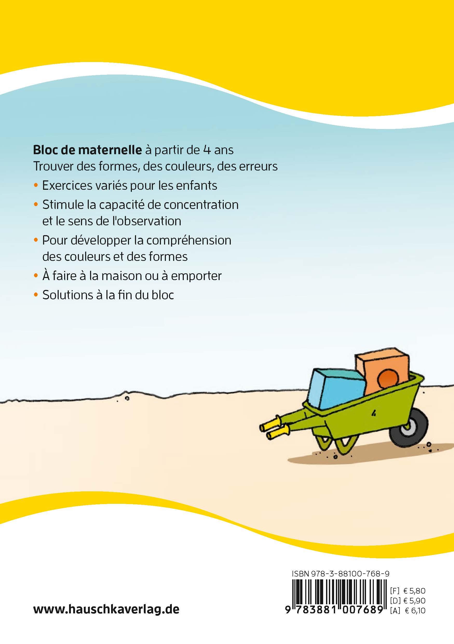 Beispielinhalt (Bild) Bloc de maternelle à partir de 4 ans - Trouver les formes, les couleurs, les erreurs - coloriage enfant - cahier vacances 4 ans