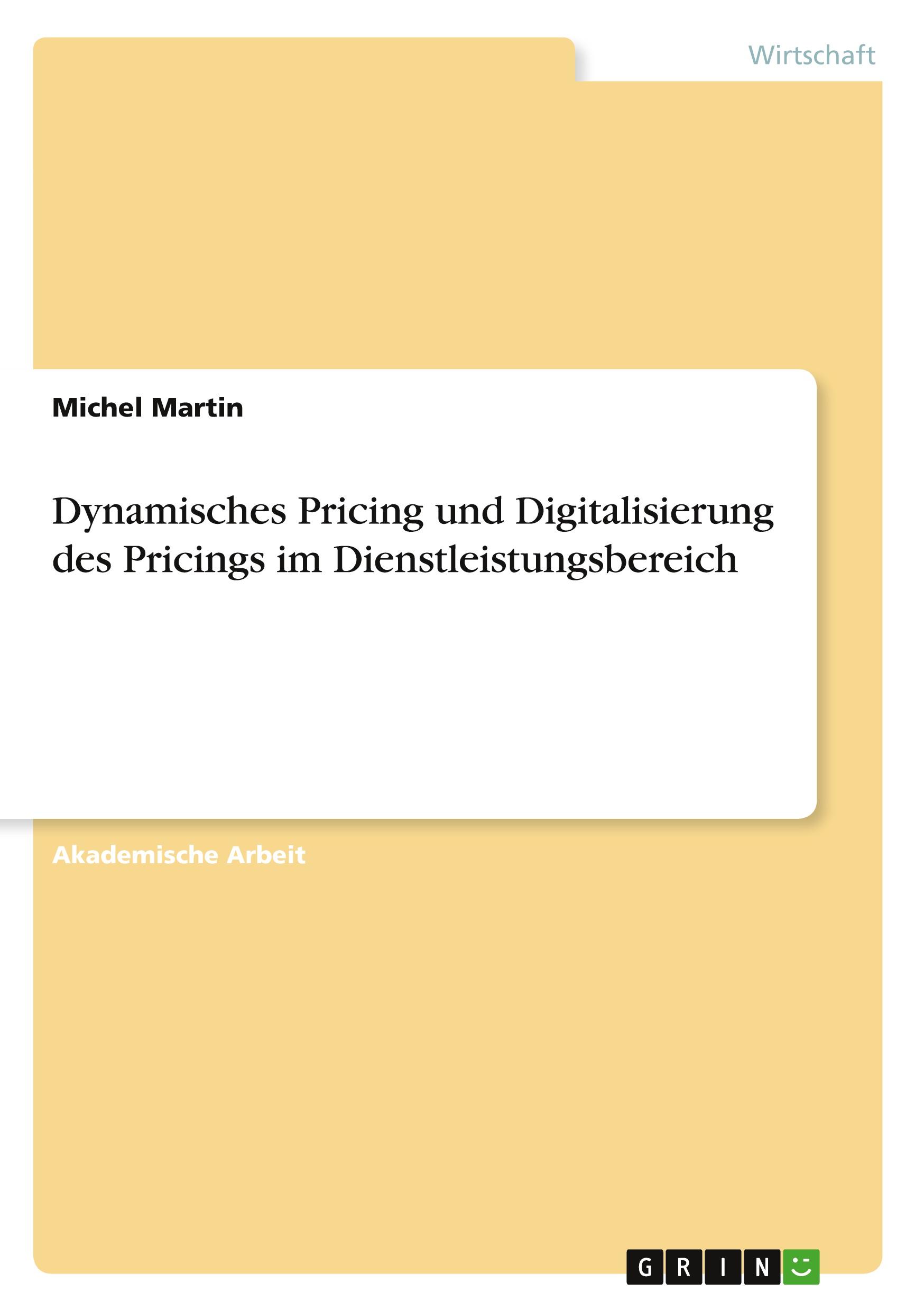 Vorderes Coverbild Dynamisches Pricing und Digitalisierung des Pricings im Dienstleistungsbereich