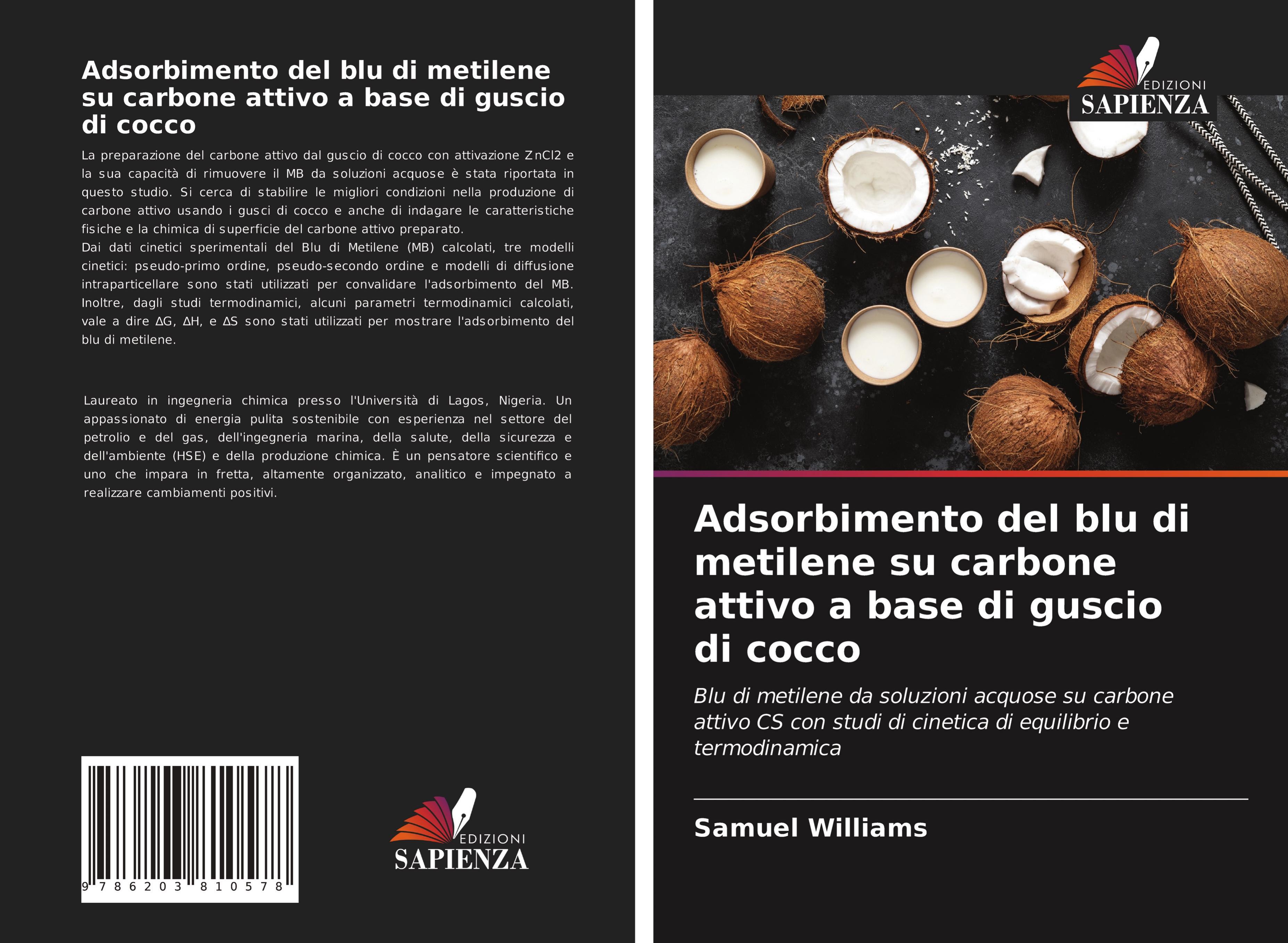 Vorderes Coverbild Adsorbimento del blu di metilene su carbone attivo a base di guscio di cocco