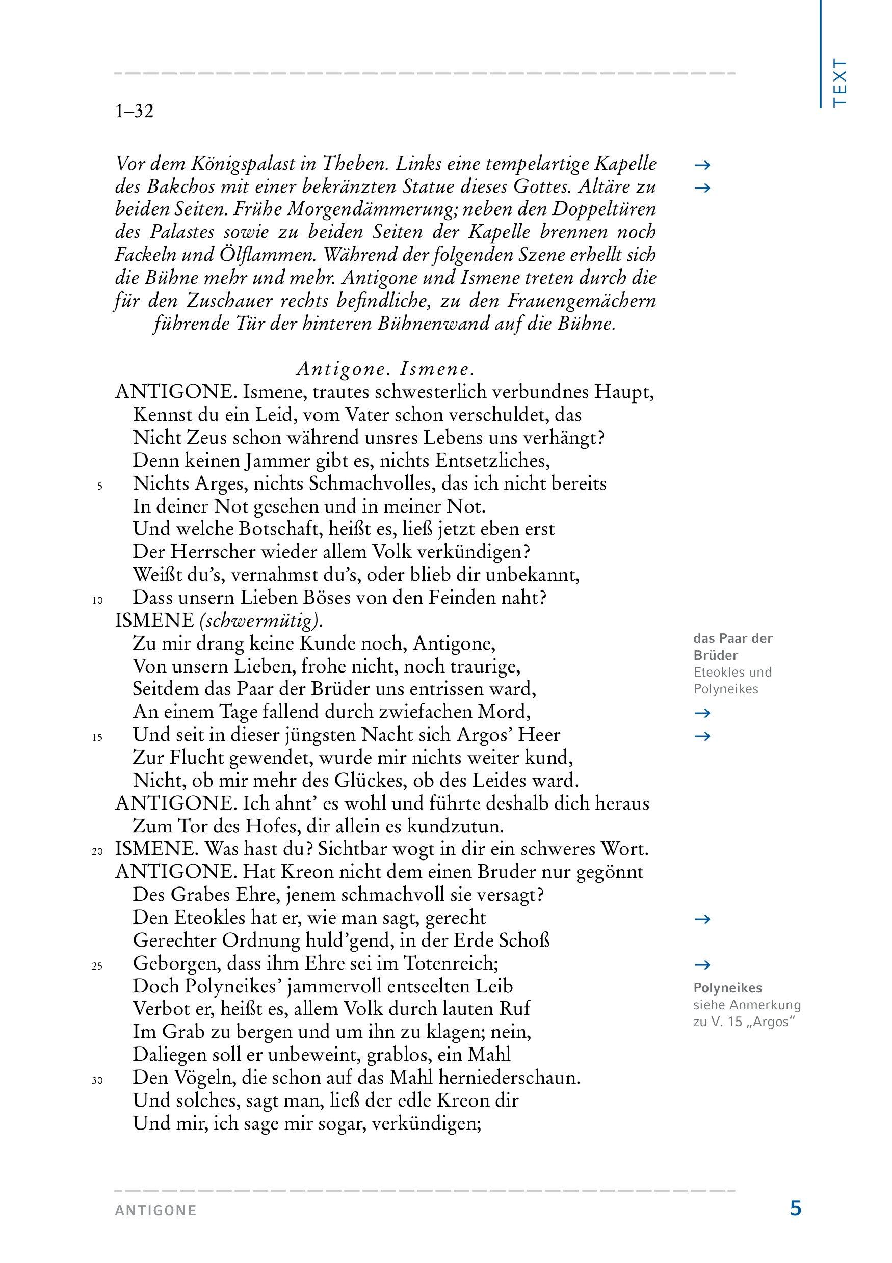 Beispielinhalt (Bild) Antigone (Textausgabe)