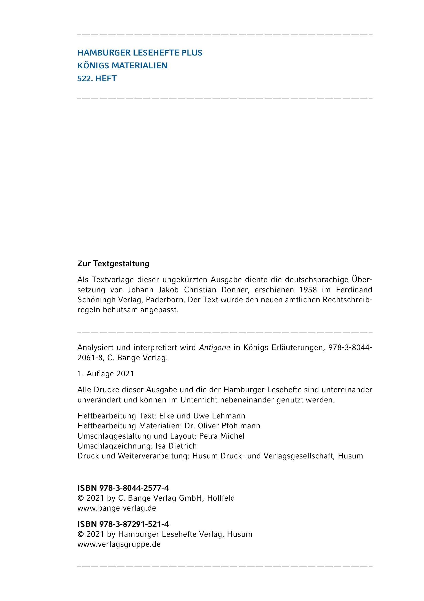 Beispielinhalt (Bild) Antigone (Textausgabe)