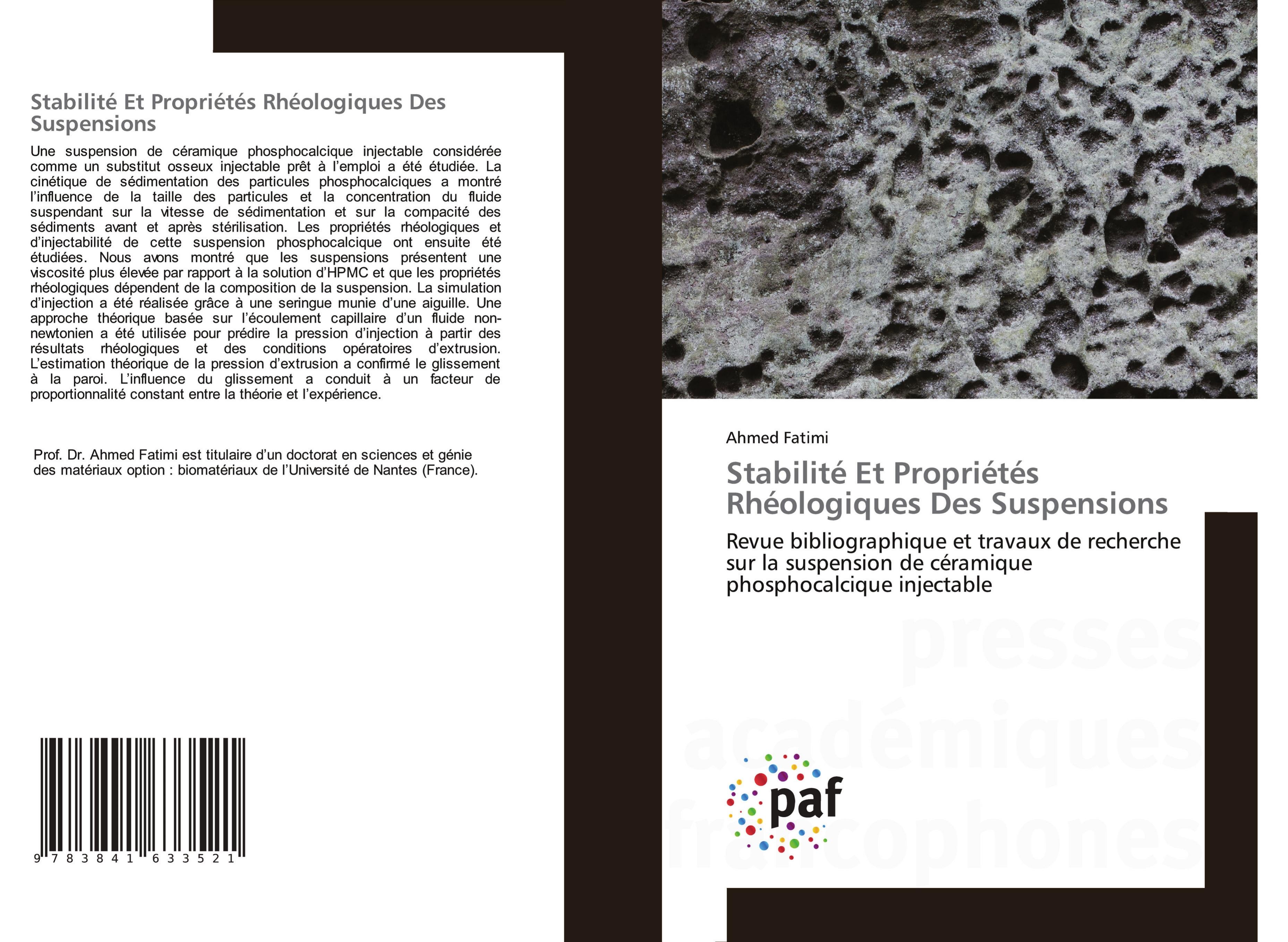 Vorderes Coverbild Stabilité Et Propriétés Rhéologiques Des Suspensions
