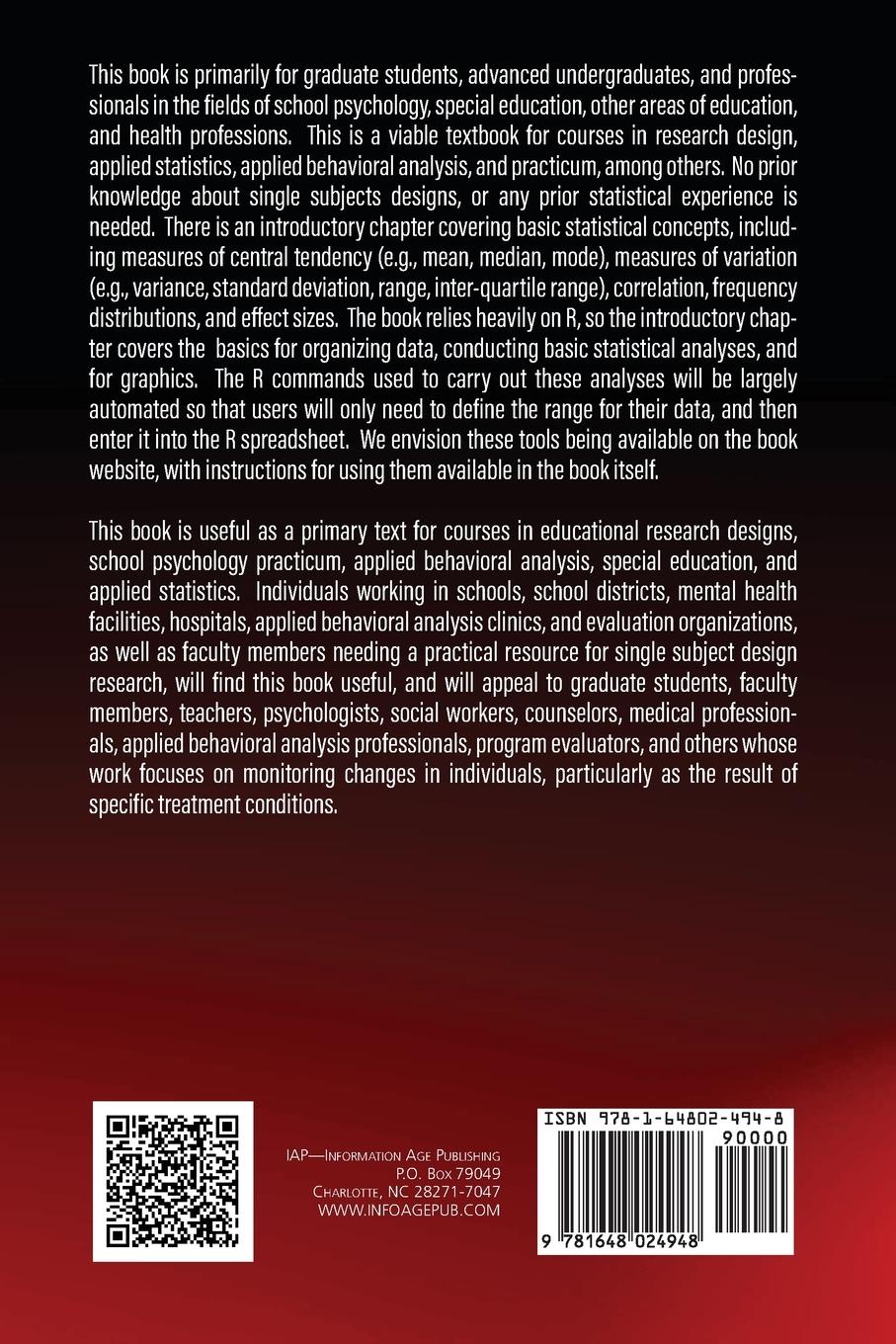 Rückseitencover Applied Single Subjects Research for School Psychologists and Educators