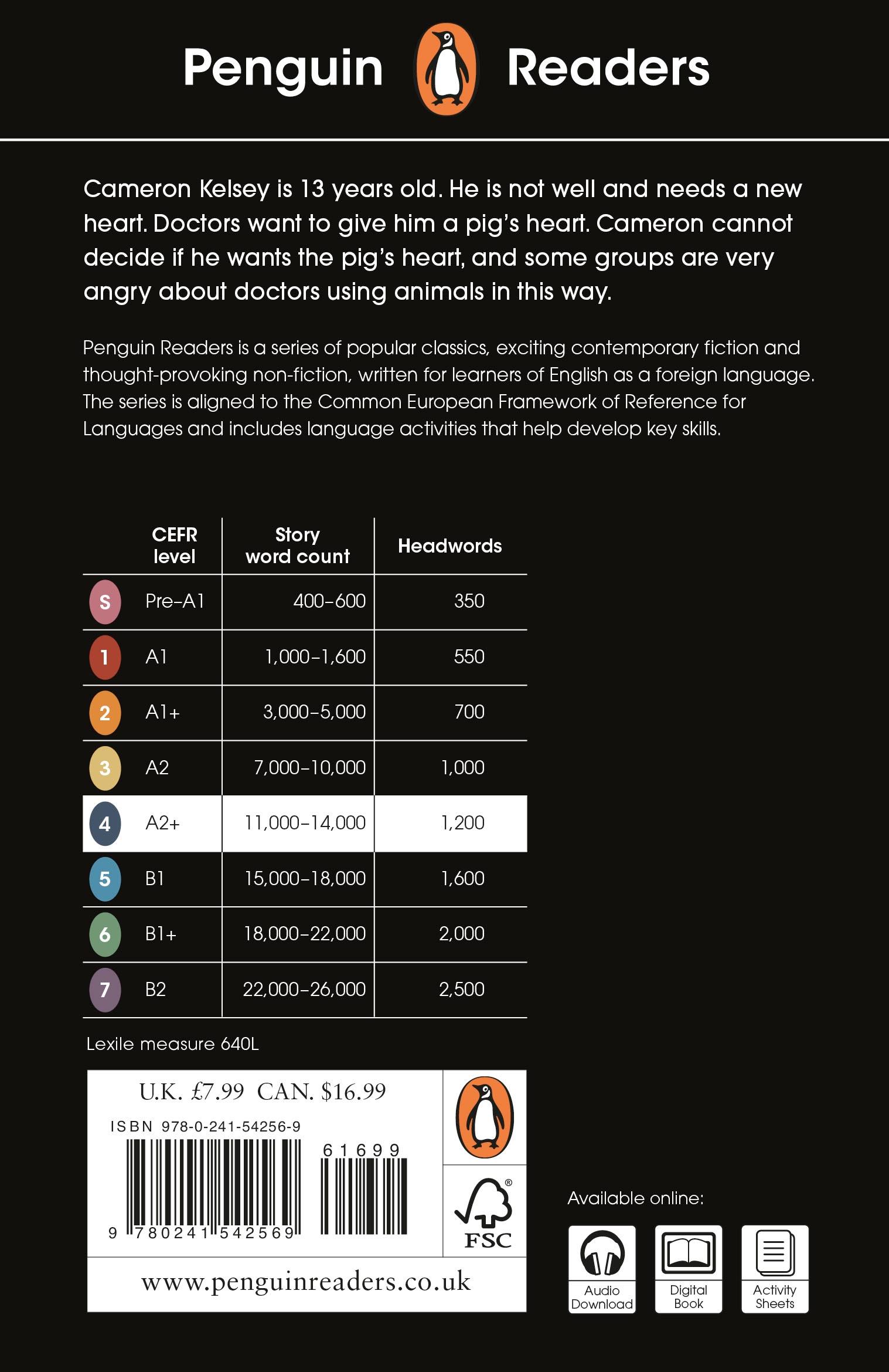 Rückseitencover Penguin Readers Level 4: Pig-Heart Boy (ELT Graded Reader)