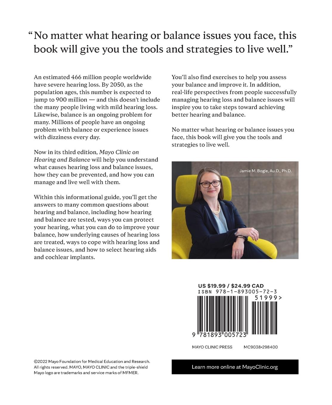 Rückseitencover Mayo Clinic on Hearing and Balance Hear Better, Improve Your Balance and Enjoy Life, 3rd Ed.