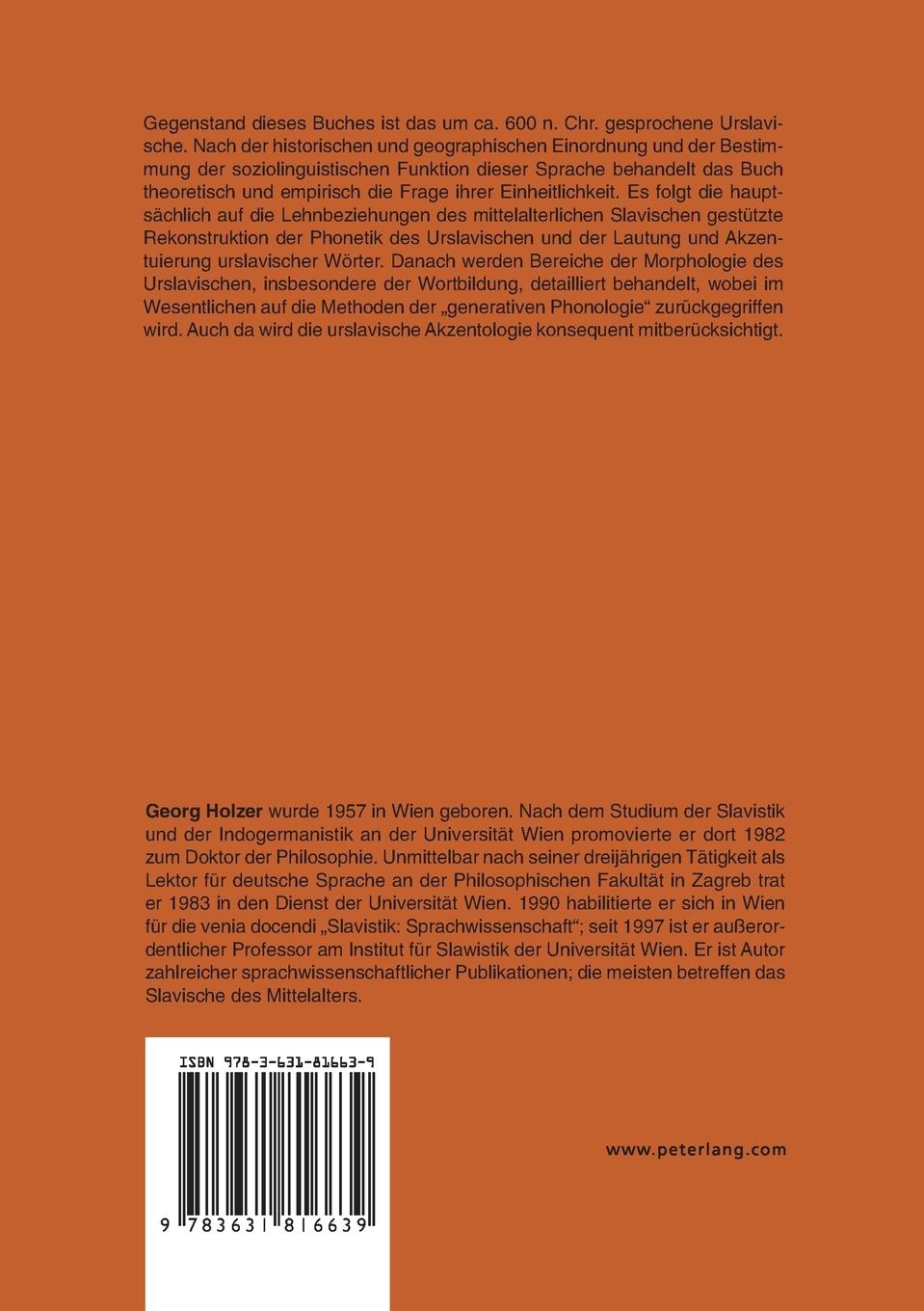 Rückseitencover Untersuchungen zum Urslavischen: Einleitende Kapitel, Lautlehre, Morphematik