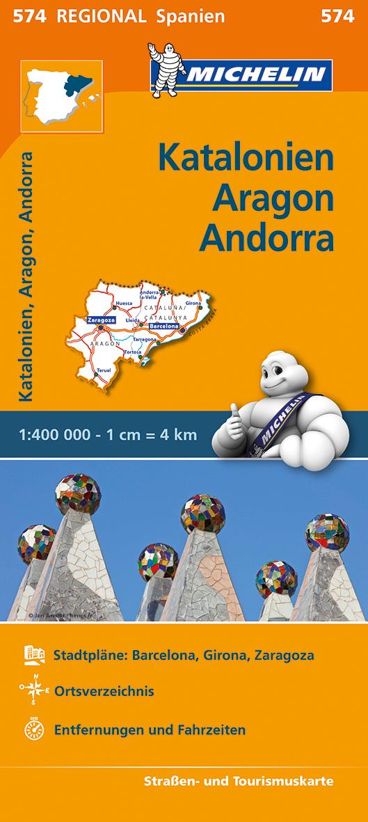 Vorderes Coverbild Michelin Katalonien, Aragon, Andorra. Straßen- und Tourismuskarte 1:400.000