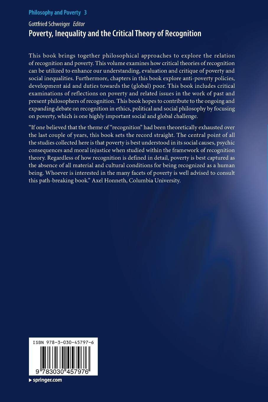 Rückseitencover Poverty, Inequality and the Critical Theory of Recognition
