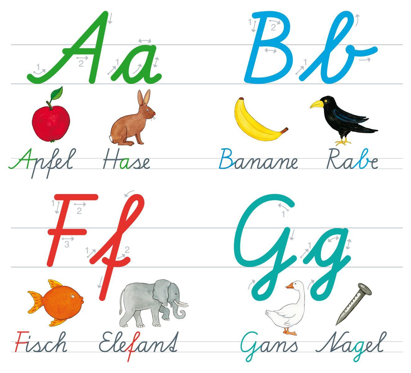 Beispielinhalt (Bild) Mein Schreibschrift-ABC mit Buchstaben und Lauten in der Schulausgangsschrift (SAS), L 70 x 100 cm