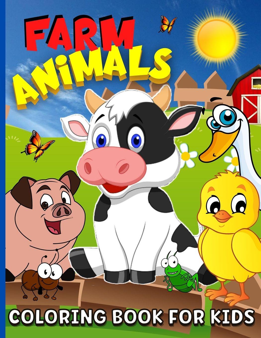 Vorderes Coverbild Farm Animals Coloring Book For Kids Ages 4-8