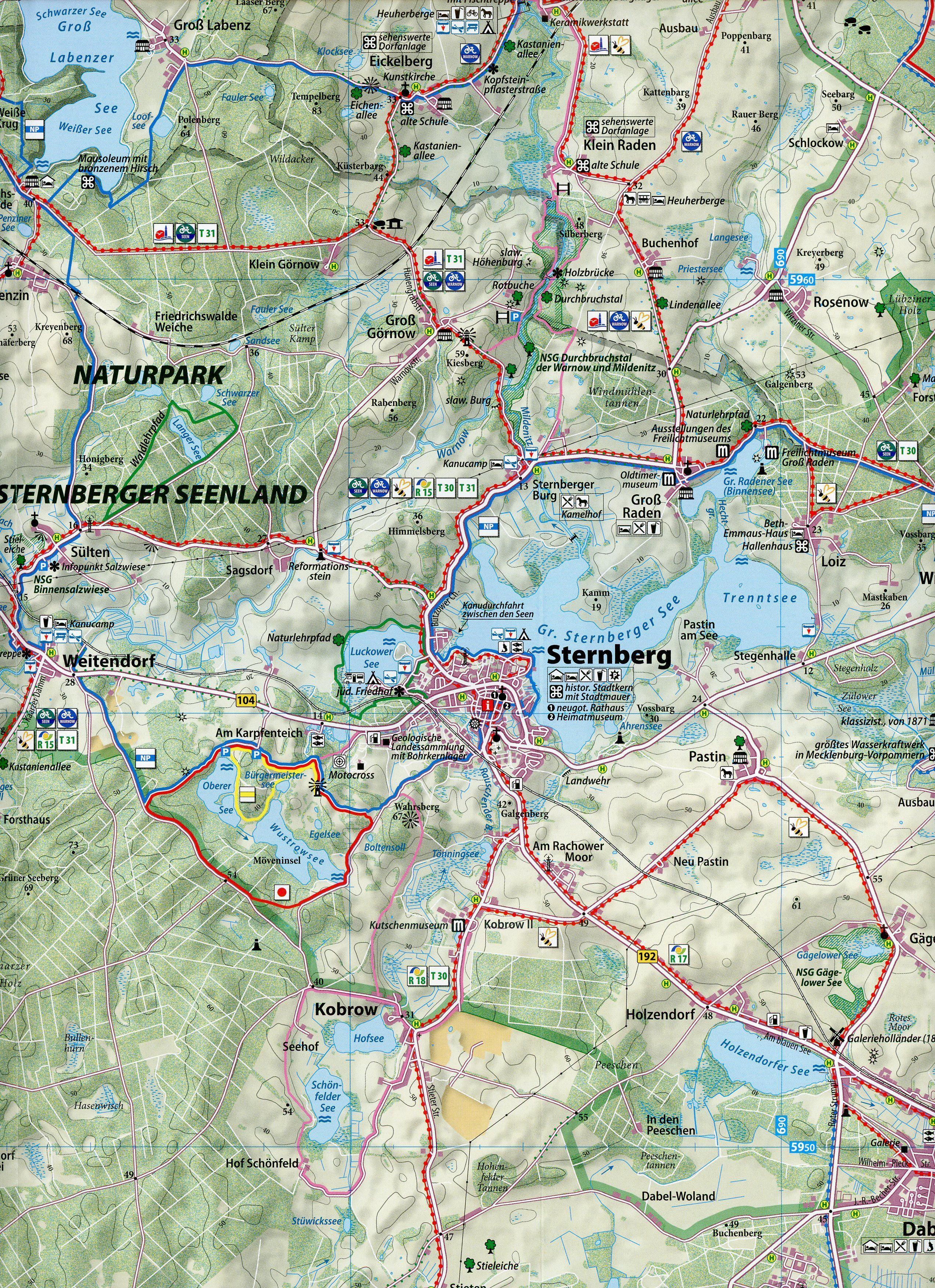 Beispielinhalt (Bild) Rad- und Wanderkarte Sternberger Seenland