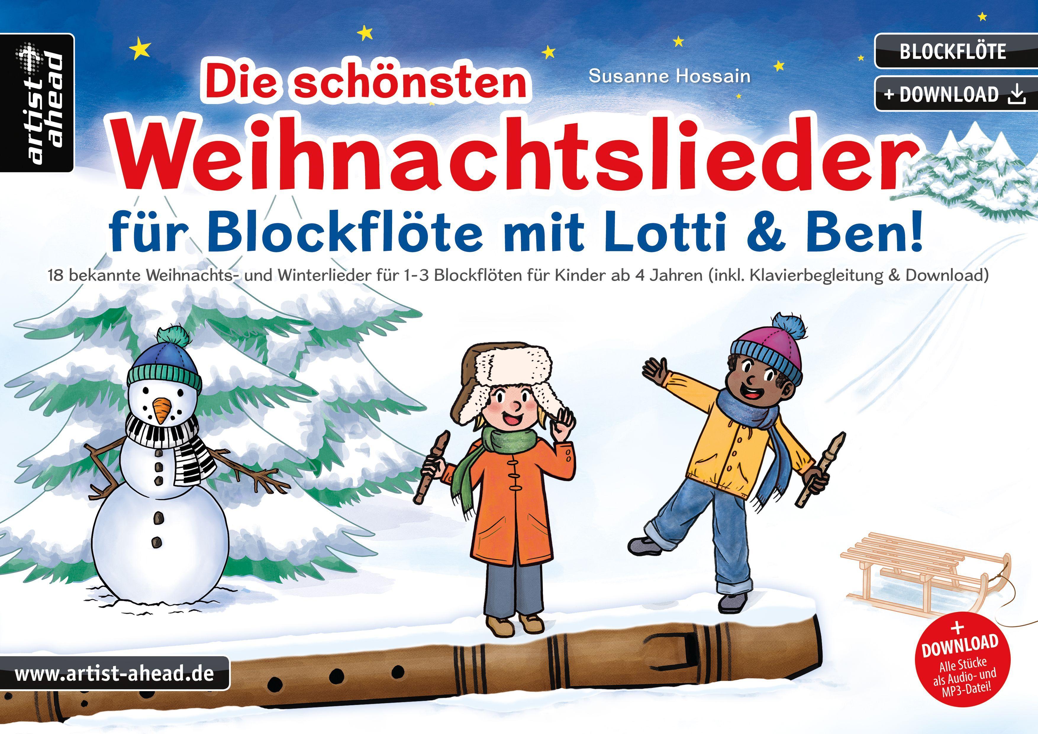 Vorderes Coverbild Die schönsten Weihnachtslieder für Blockflöte mit Lotti & Ben!