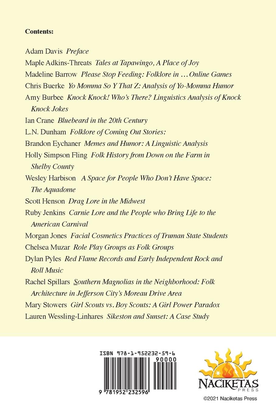 Rückseitencover Missouri Folklore Society Journal (Vols. 40-41): Emerging Folklorists