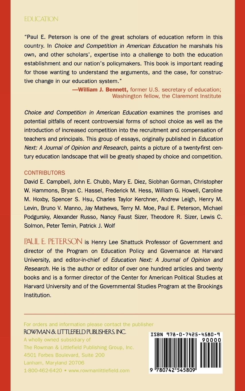 Rückseitencover Choice and Competition in American Education