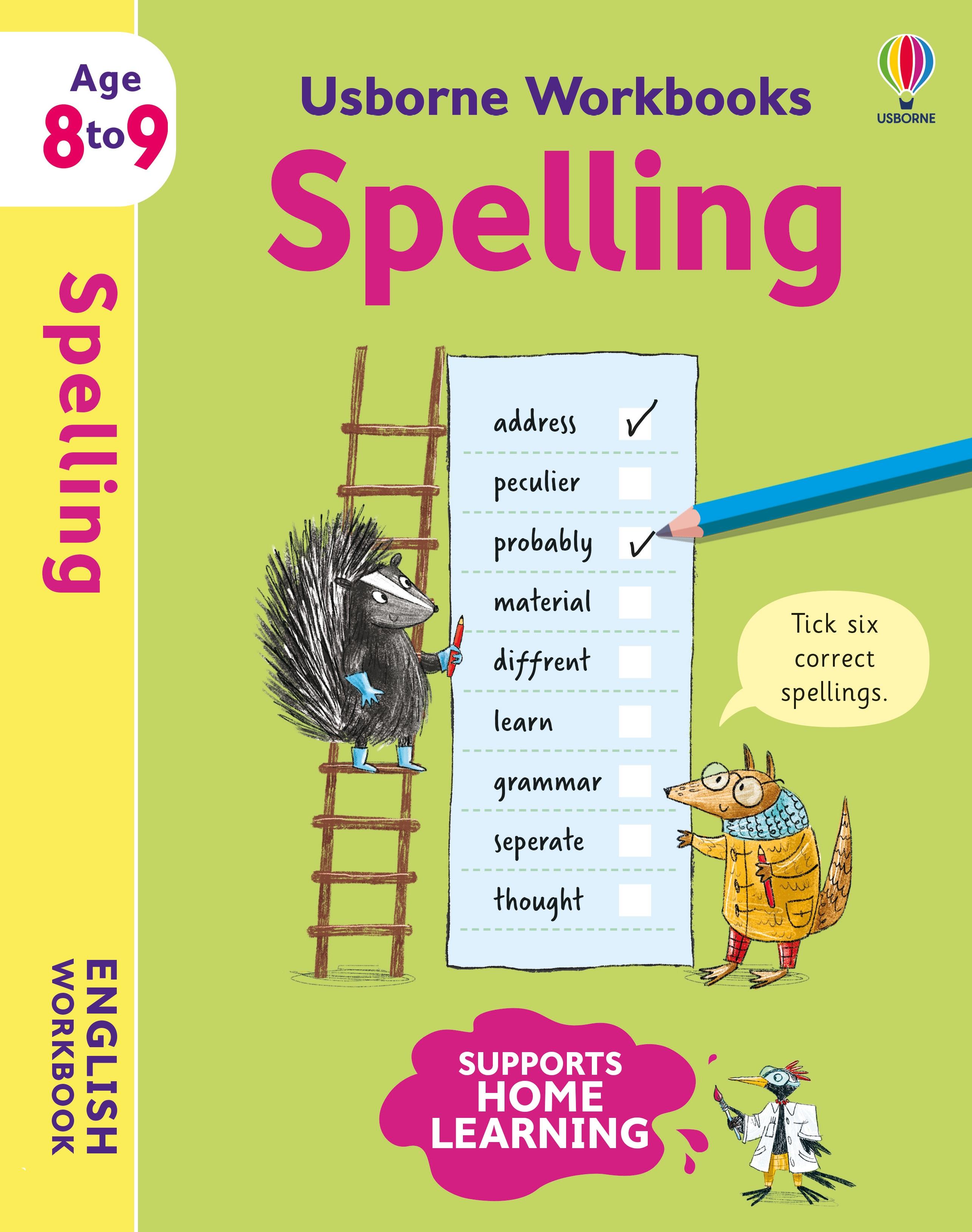 Vorderes Coverbild Usborne Workbooks Spelling 8-9