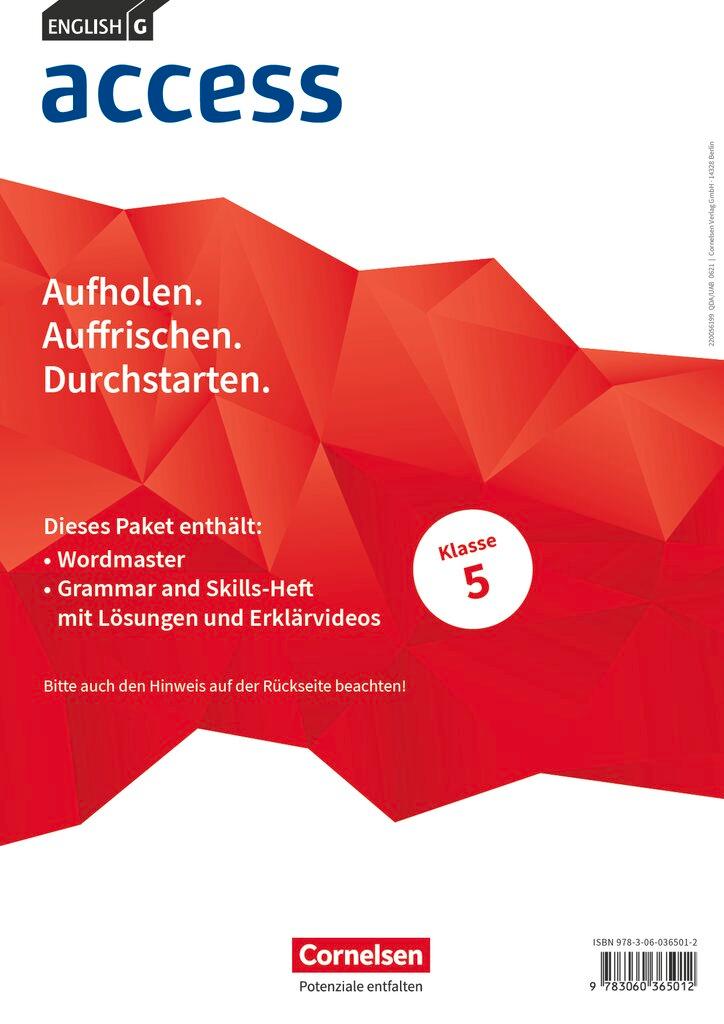 Vorderes Coverbild English G Access Band 1: 5. Schuljahr - Wordmaster und Grammar and Skills (Im Paket)
