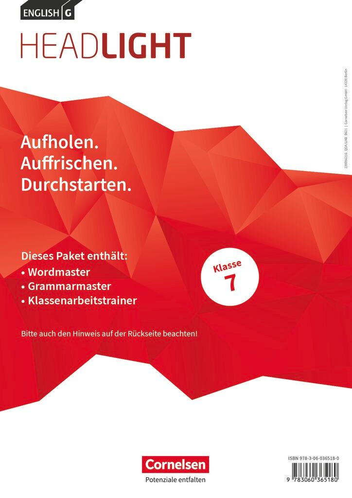 Vorderes Coverbild English G Headlight Band 3: 7. Schuljahr - Arbeitshefte Wordmaster, Grammarmaster und Klassenarbeitstrainer (Im Paket)