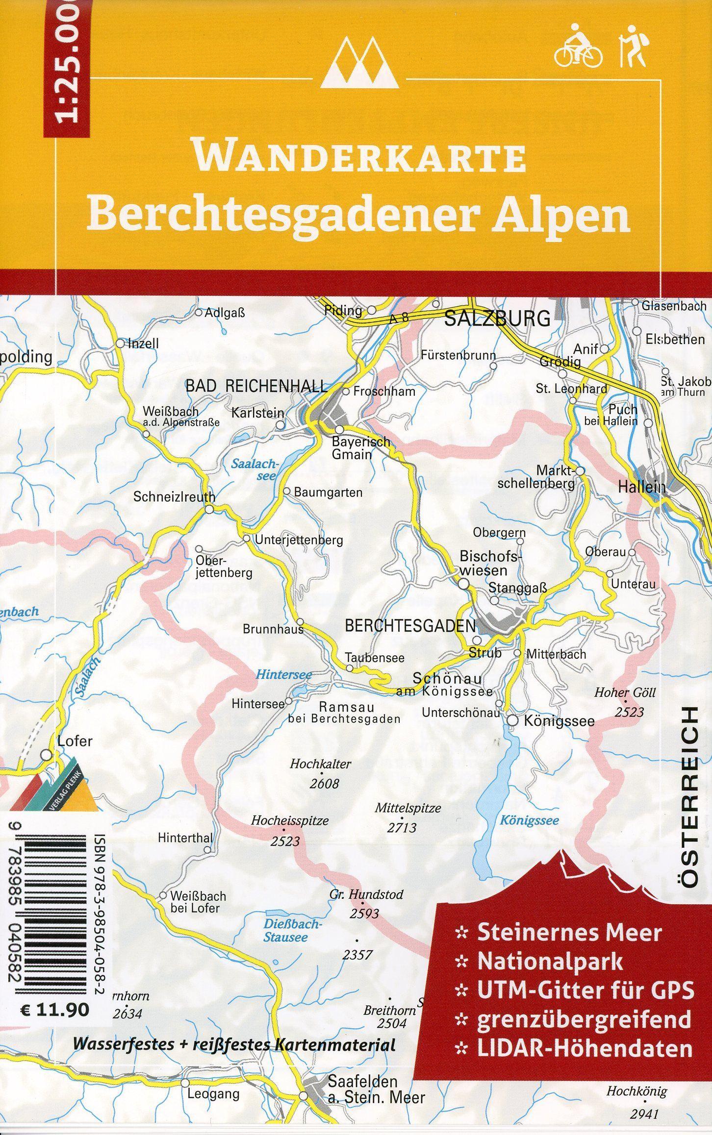 Beispielinhalt (Bild) Wanderkarte Berchtesgadener Alpen 1 : 25 000