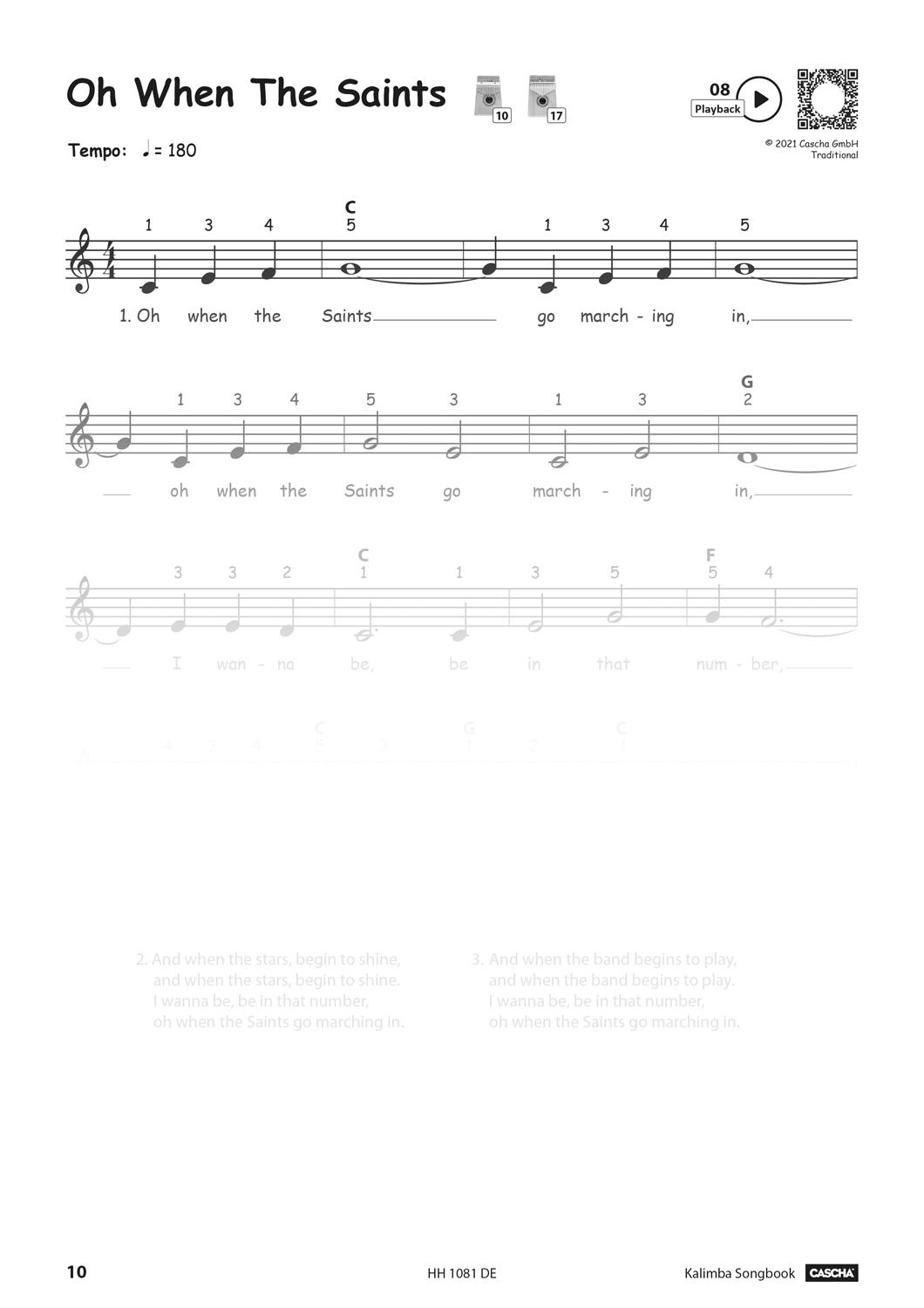 Beispielinhalt (Bild) Kalimba Songbook