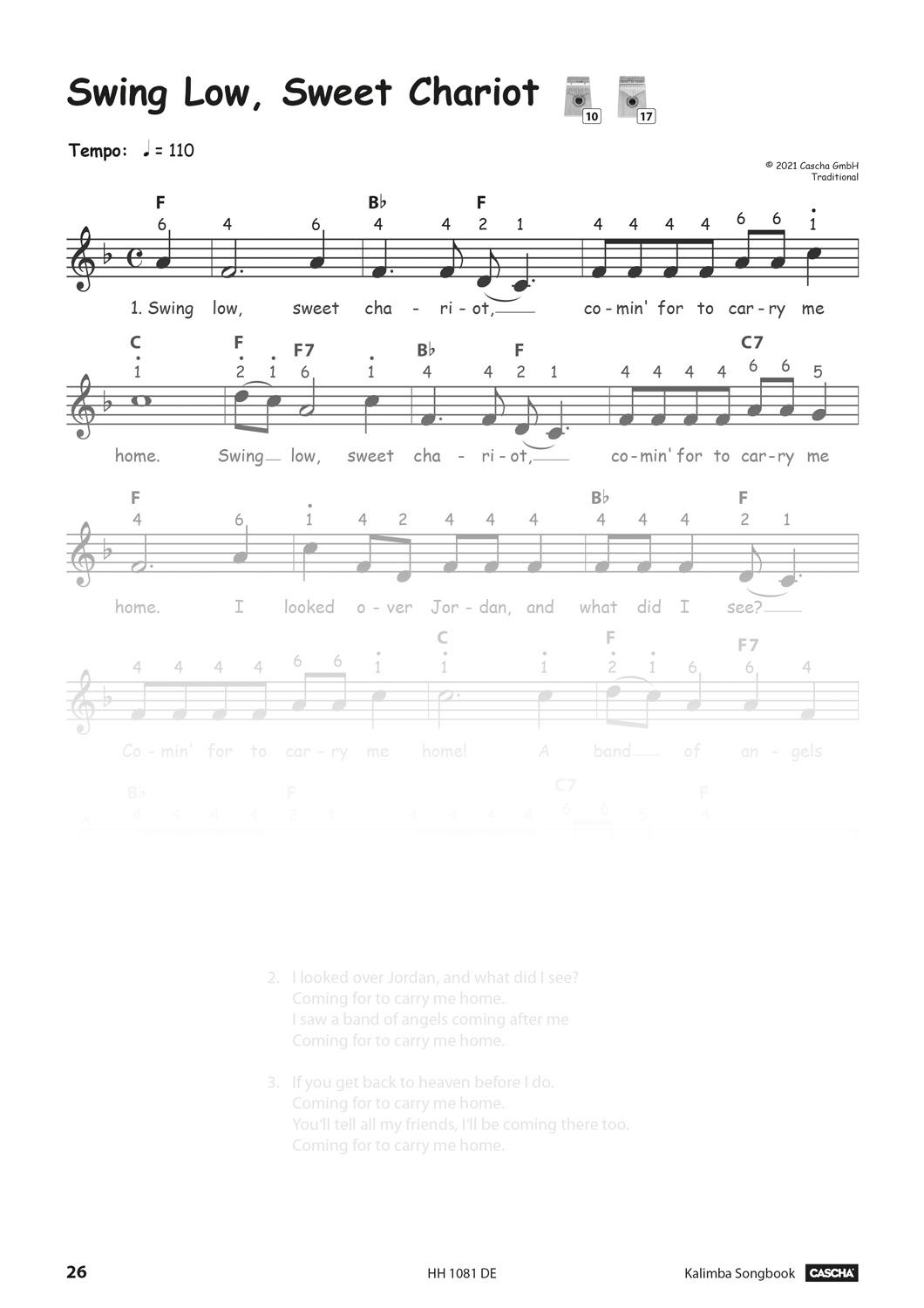 Beispielinhalt (Bild) Kalimba Songbook