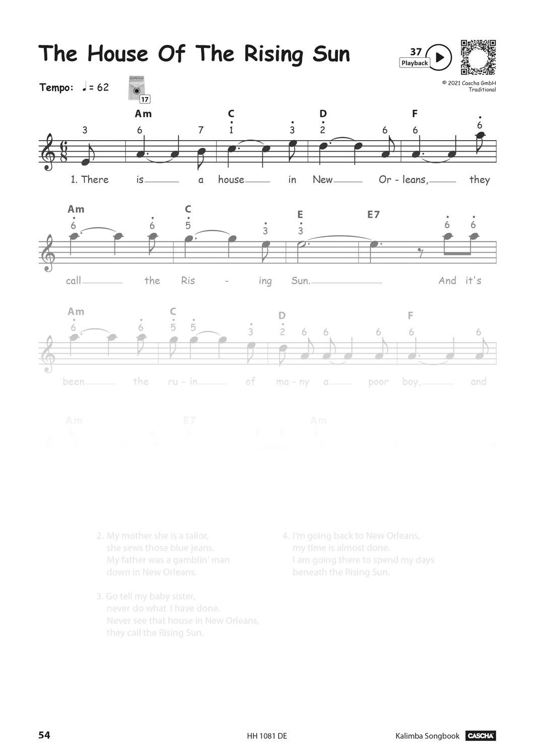 Beispielinhalt (Bild) Kalimba Songbook